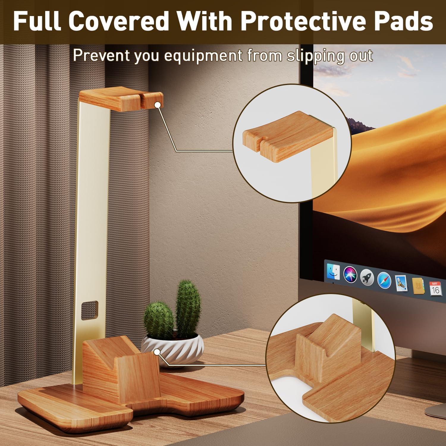 Soporte para Controlador y Auriculares CUIWHRL Madera Dorada