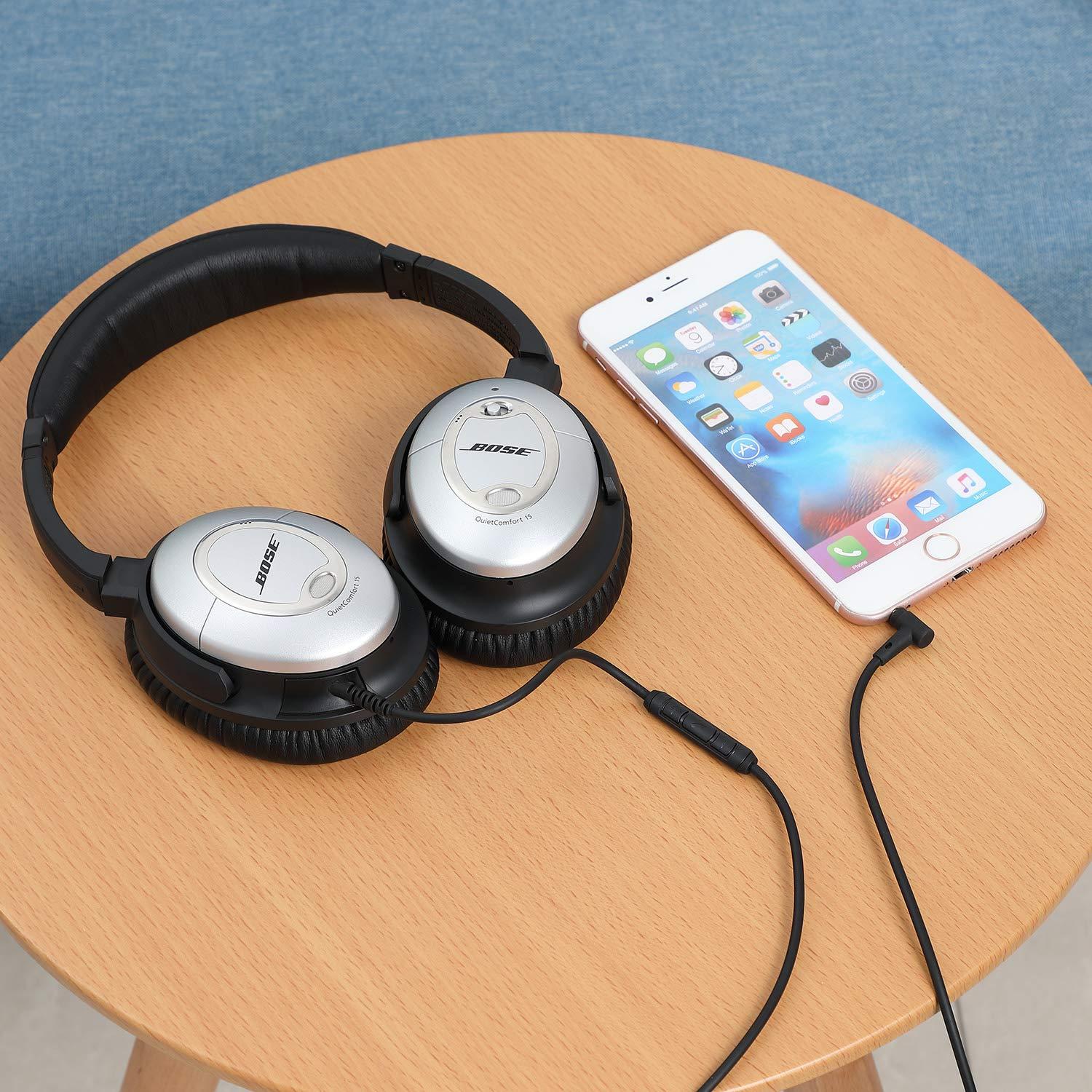 Cable de audio de reemplazo para auriculares Bose QC15 - Negro