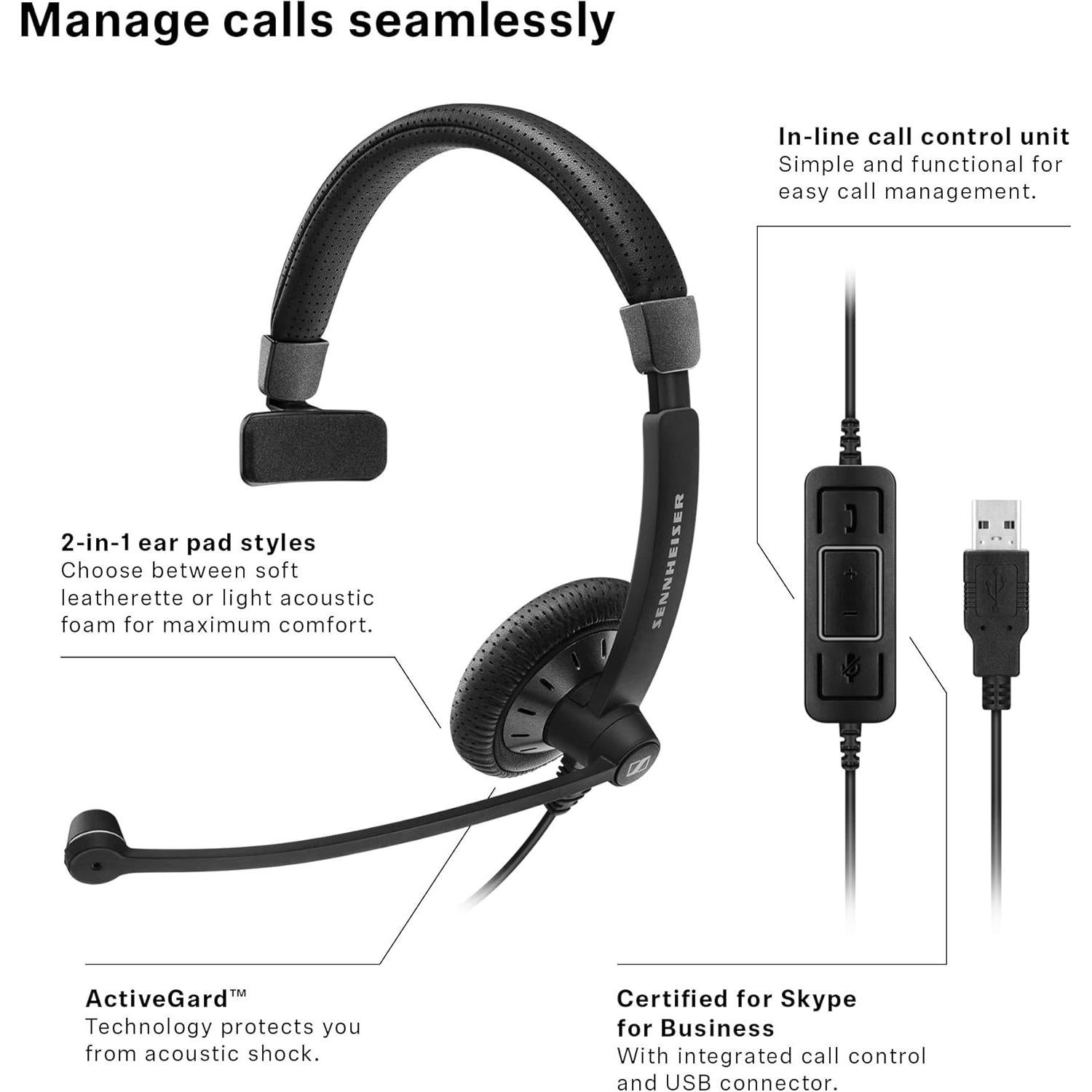 Auricular Sennheiser SC 40 USB MS con Micrófono y Cancelación de Ruido