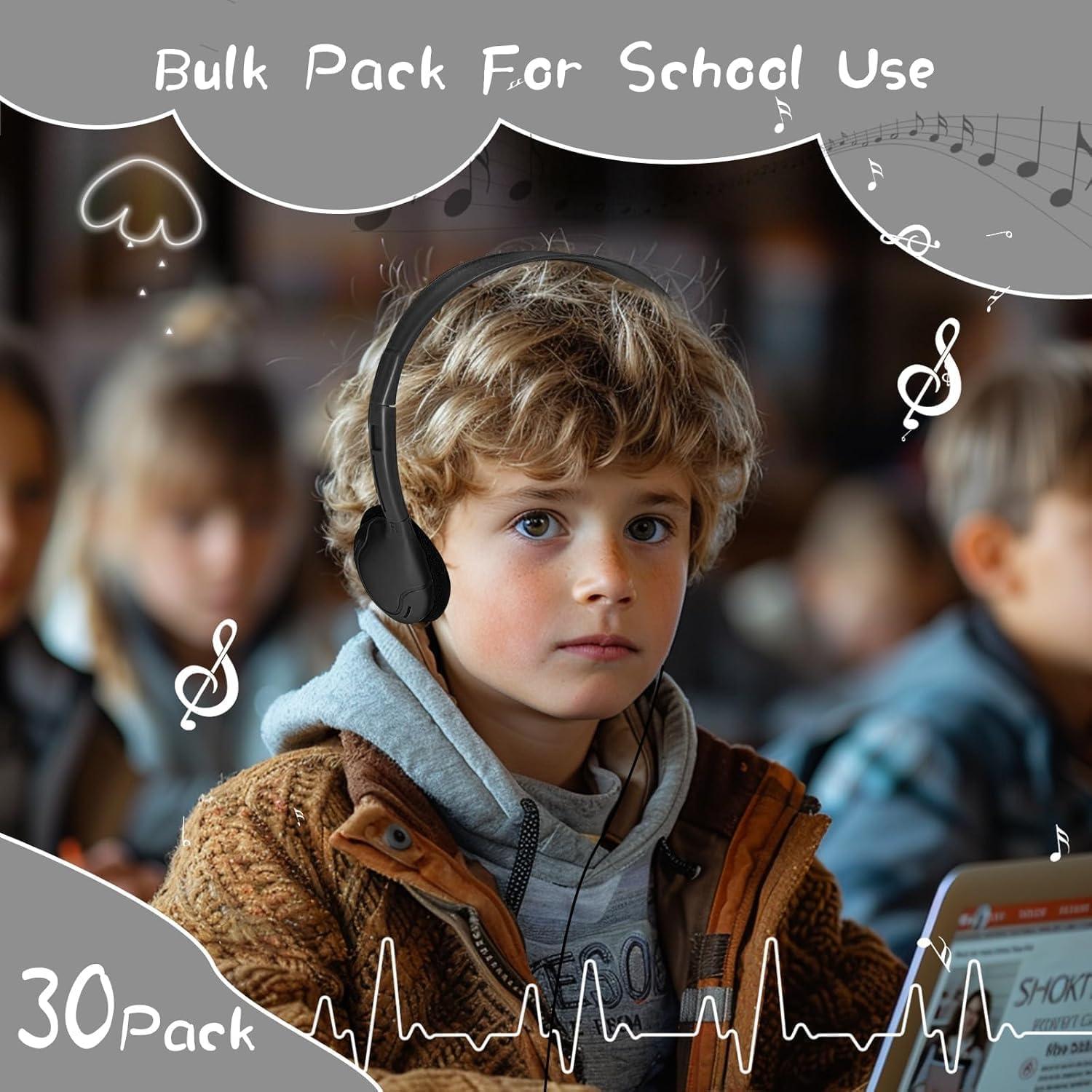 Paquete de 20 Auriculares WAHUWAY Ajustables 3.5mm para Aula