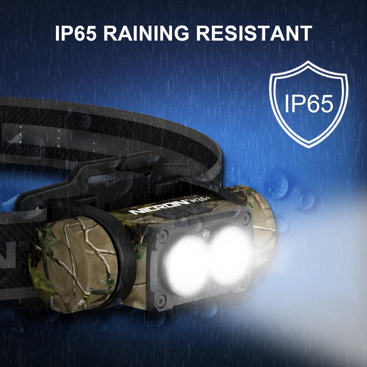 Linterna Frontal Recargable NICRON H35+ 1600 Lúmenes 180°