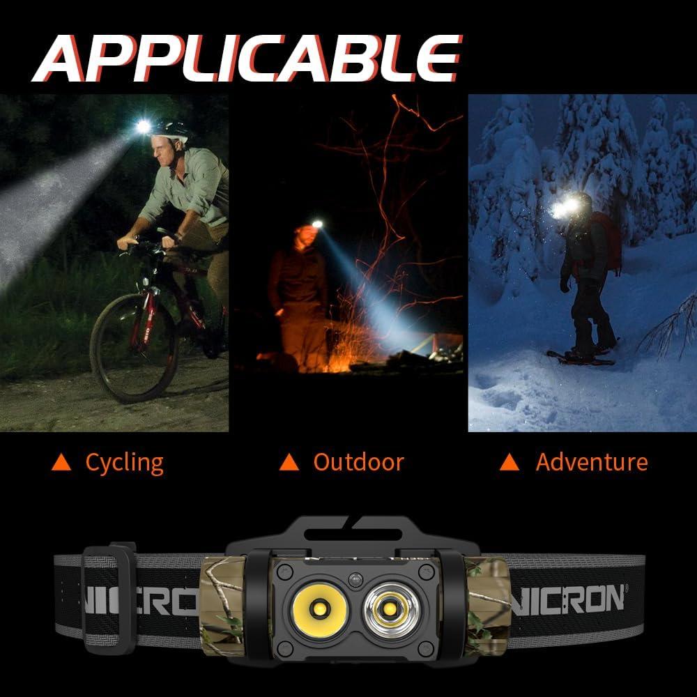 Linterna Frontal Recargable NICRON H35+ 1600 Lúmenes 180°
