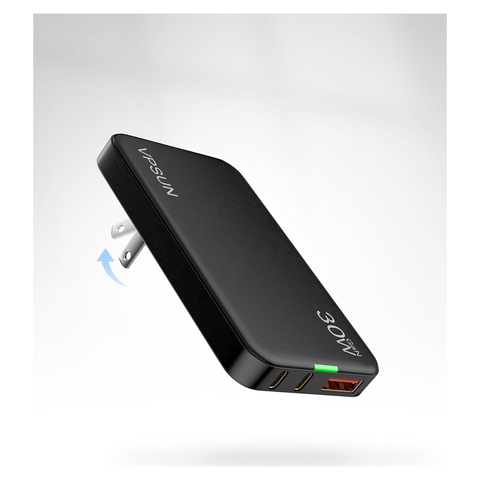 Cargador de Pared USB-C VPSUN 30W 3 Puertos Negro