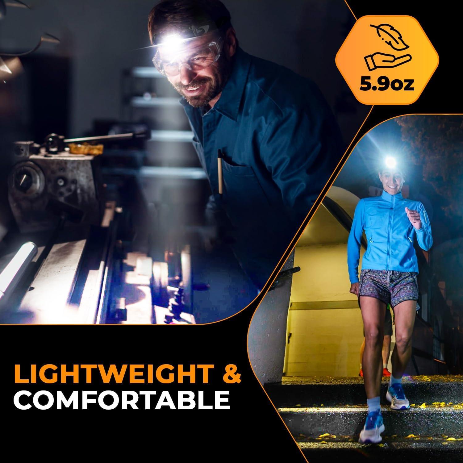 Linterna Frontal Recargable Foxelli MX1200B - 1200 Lúmenes, IPX7