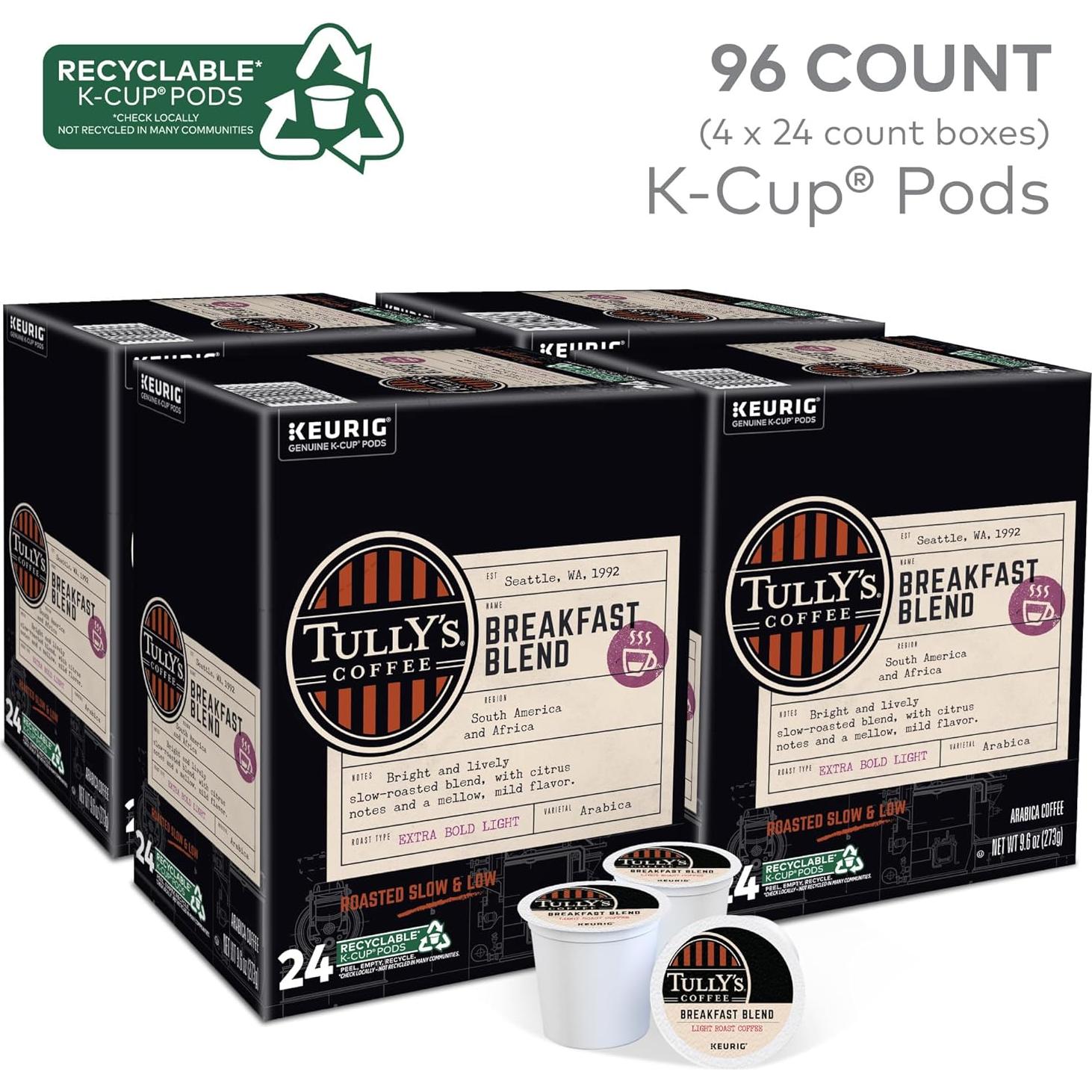 Café de Desayuno Tully's Coffee K-Cup 96 Unidades 100% Arábica