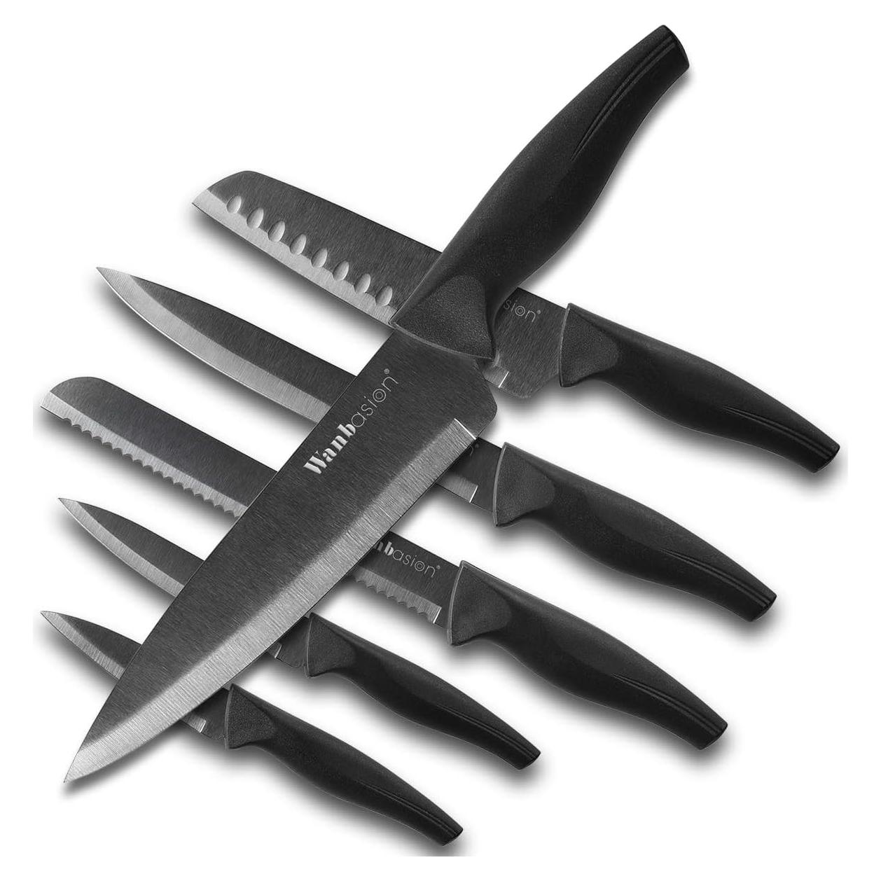 Conjunto de cuchillos de cocina Wanbasion, acero inoxidable, 6 piezas