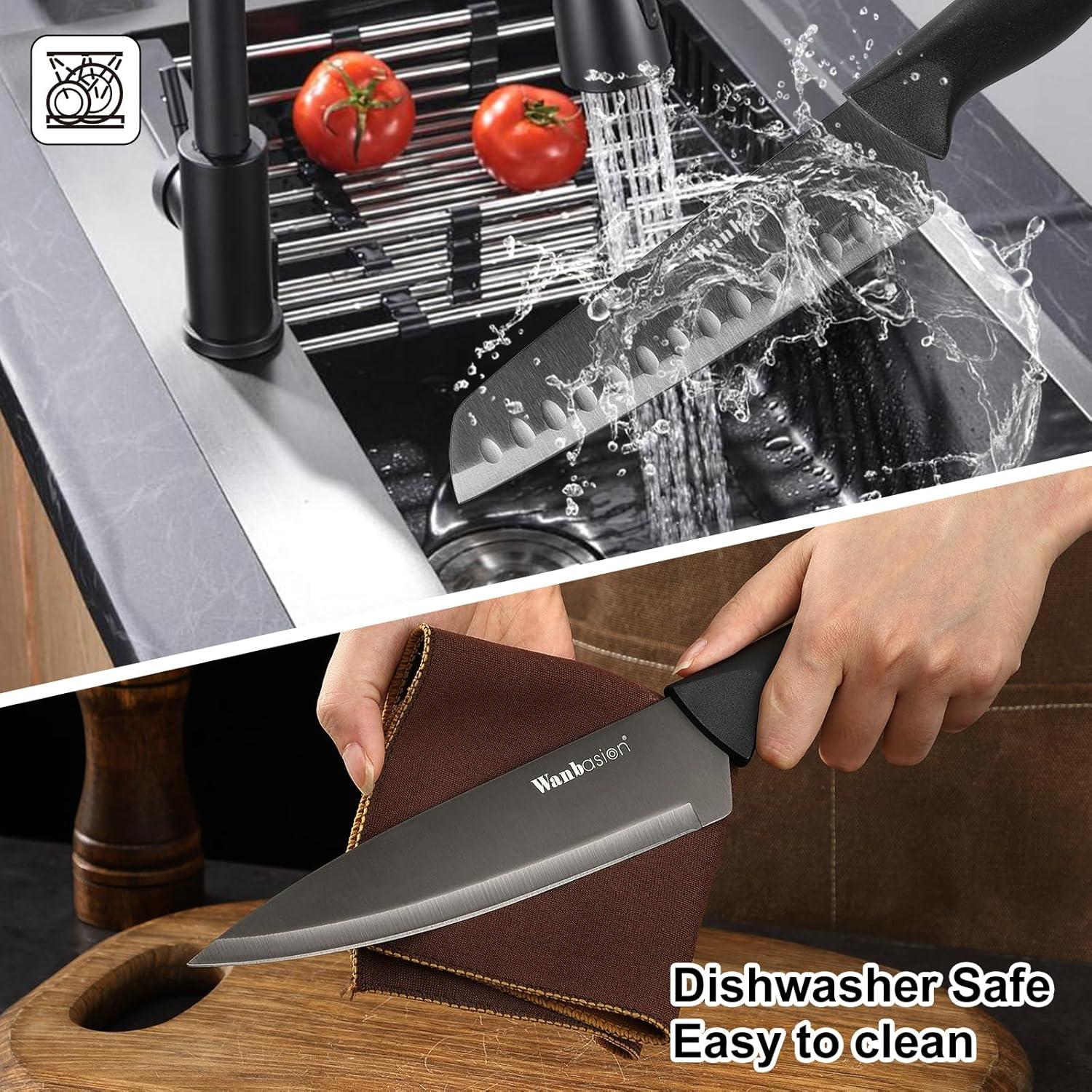 Conjunto de cuchillos de cocina Wanbasion, acero inoxidable, 6 piezas