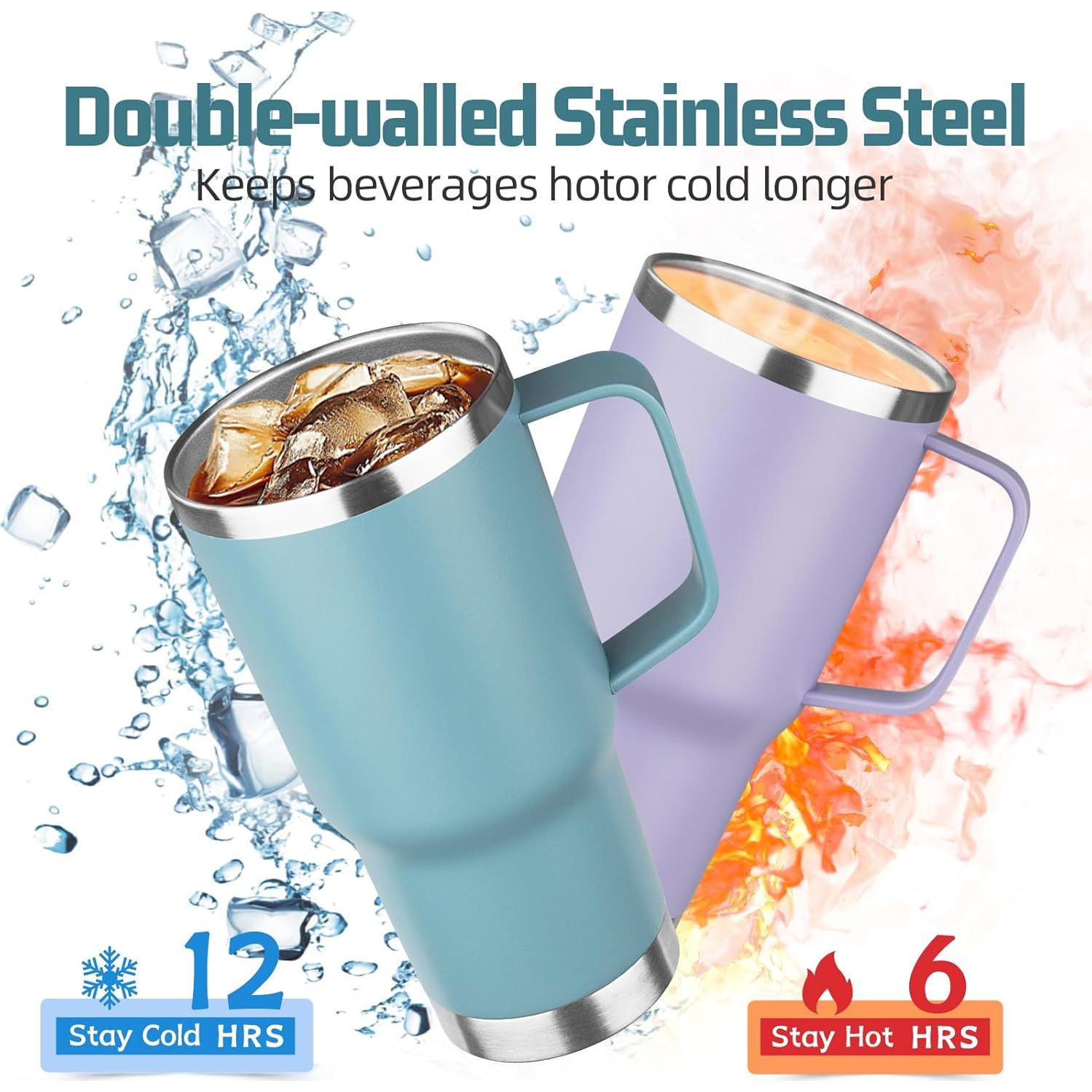 Taza de viaje YEBTS 20 oz acero inoxidable azul cielo aislada