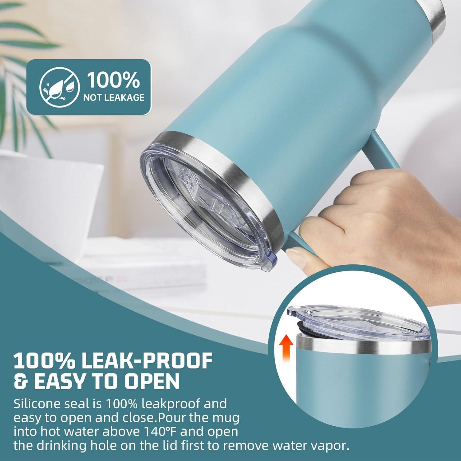 Taza de viaje YEBTS 20 oz acero inoxidable azul cielo aislada