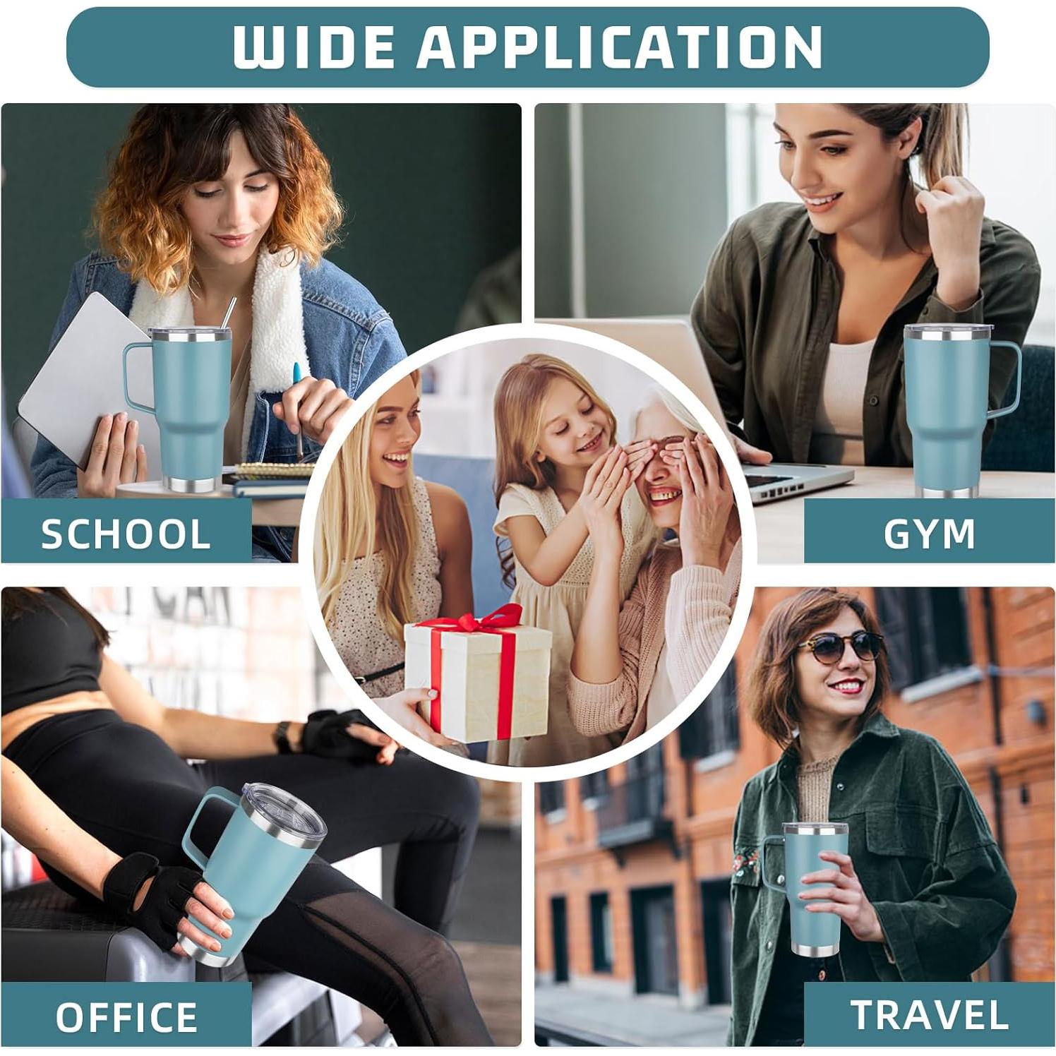 Taza de viaje YEBTS 20 oz acero inoxidable azul cielo aislada