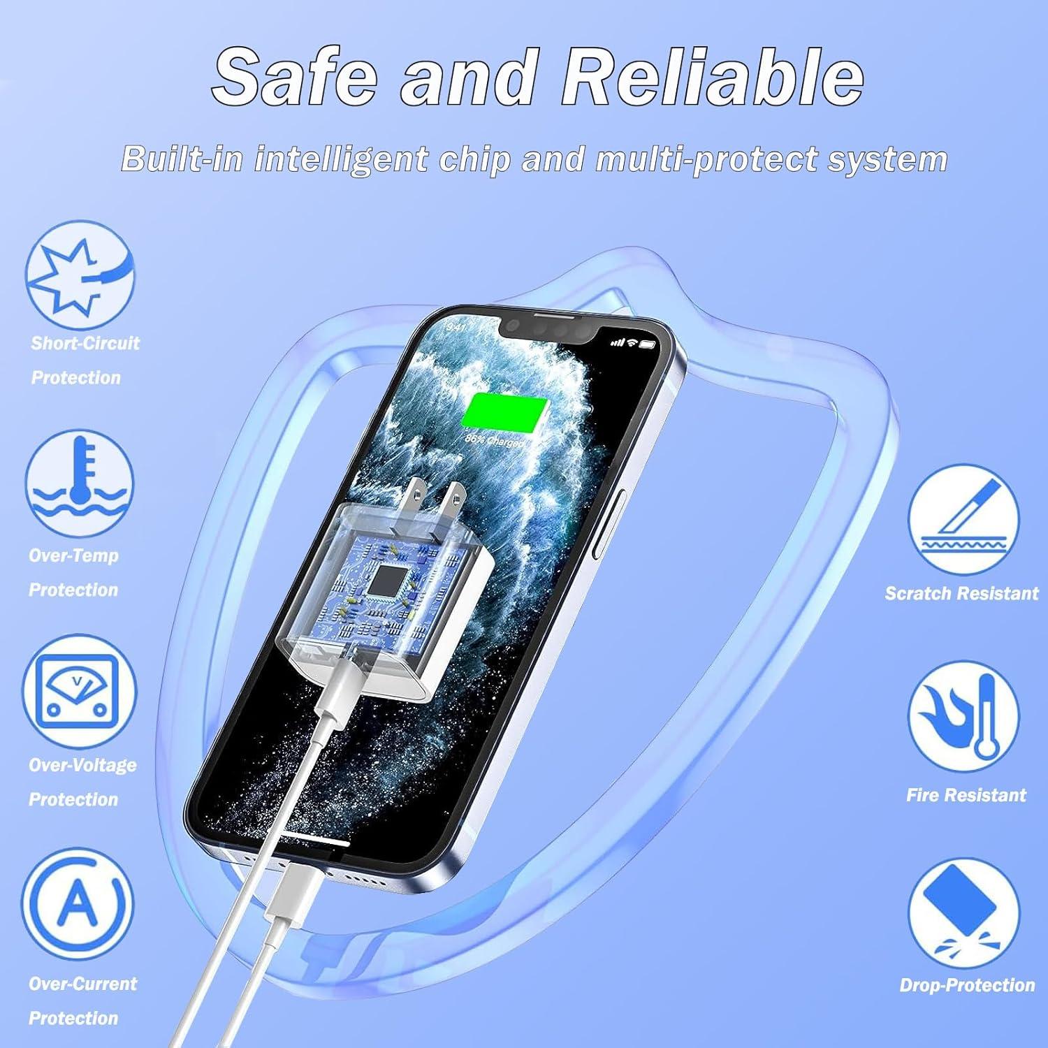 Cargador Rápido USB C para iPhone 2 Pack 10FT MFi