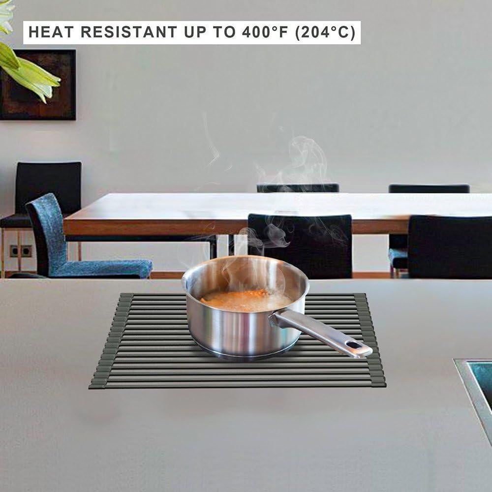 Estante de Secado de Platos Ahyuan 20.5'' Gris Oscuro Antideslizante