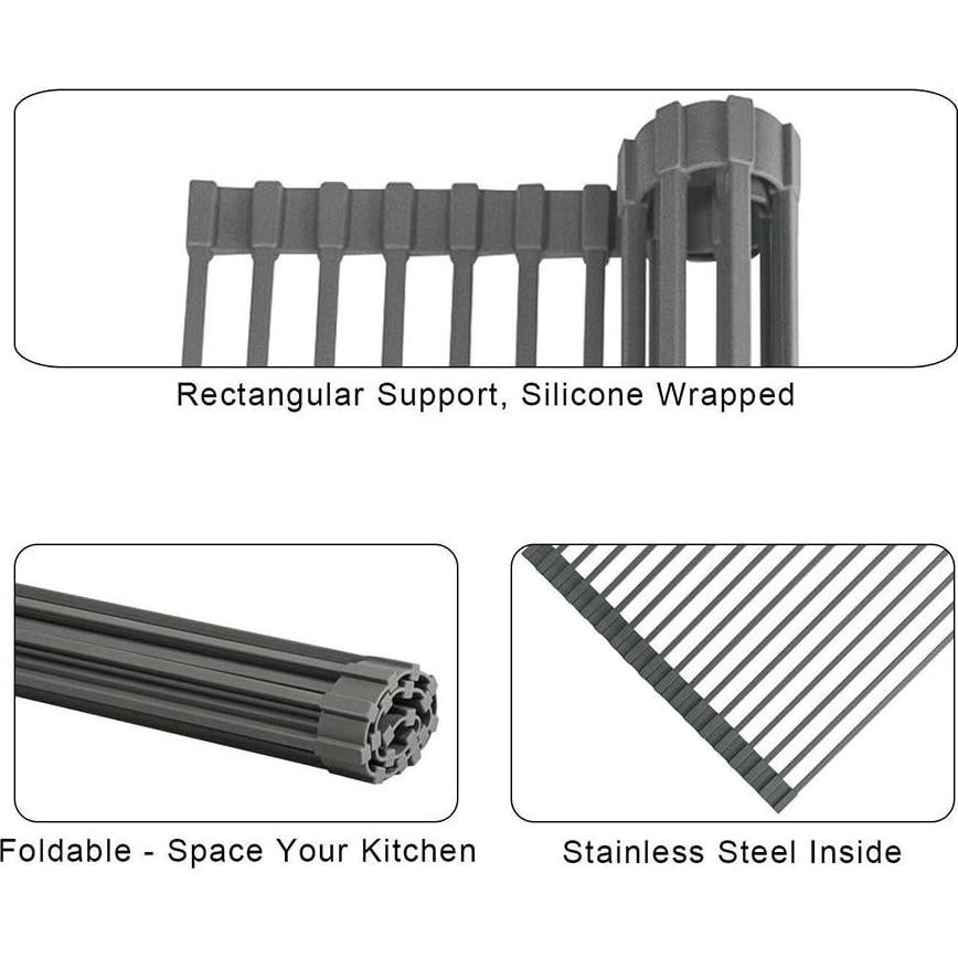 Estante de Secado de Platos Ahyuan 20.5'' Gris Oscuro Antideslizante