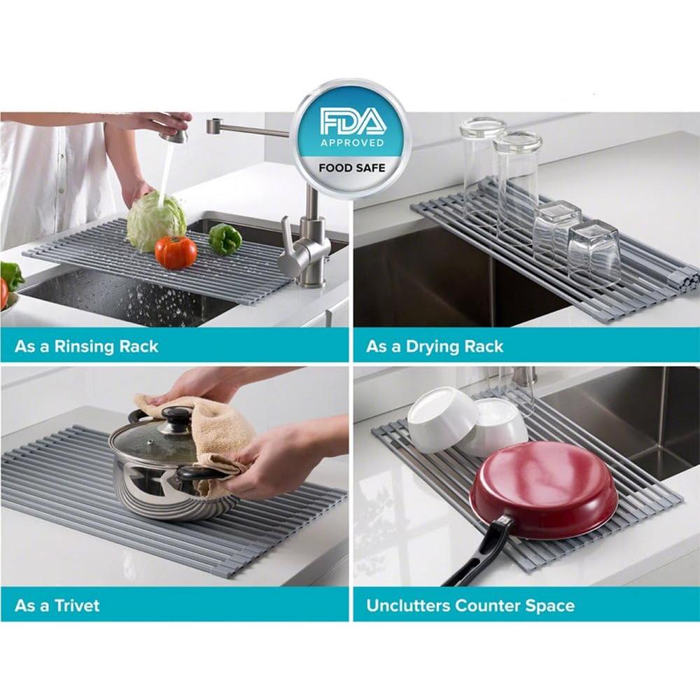 Estante de Secado de Platos Ahyuan 20.5'' Gris Oscuro Antideslizante