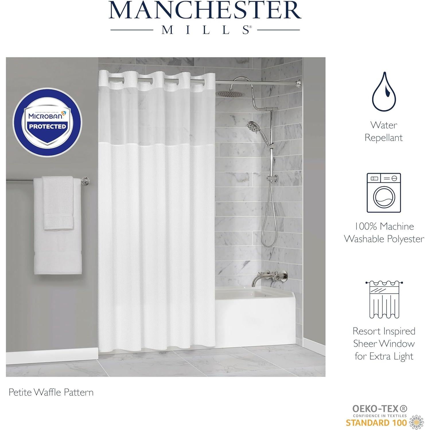 Cortina de Ducha Manchester Mills Protect360 Waffle 180x195 cm