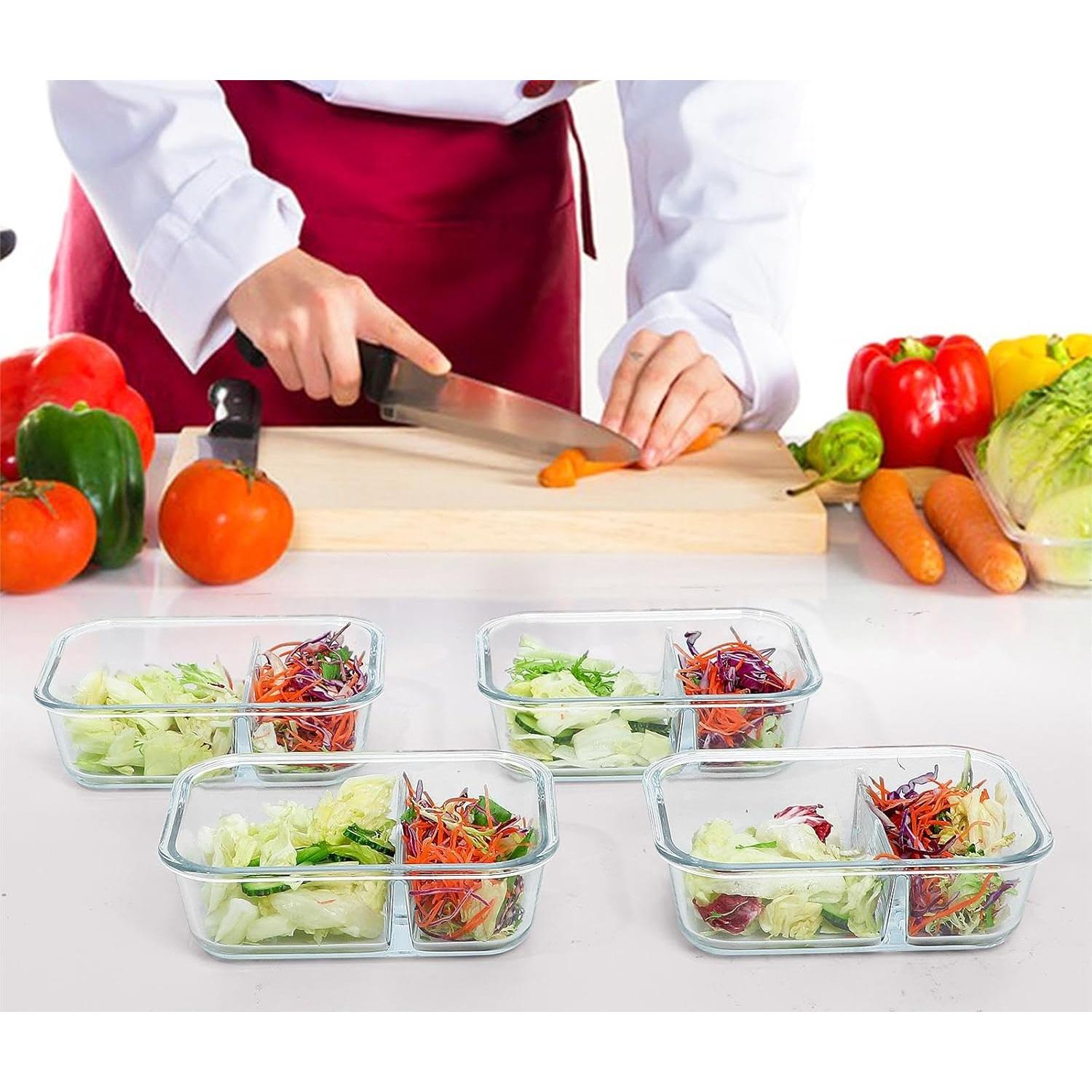 BAYZZ 10 Contenedores de Vidrio 887 ml 2 Compartimentos