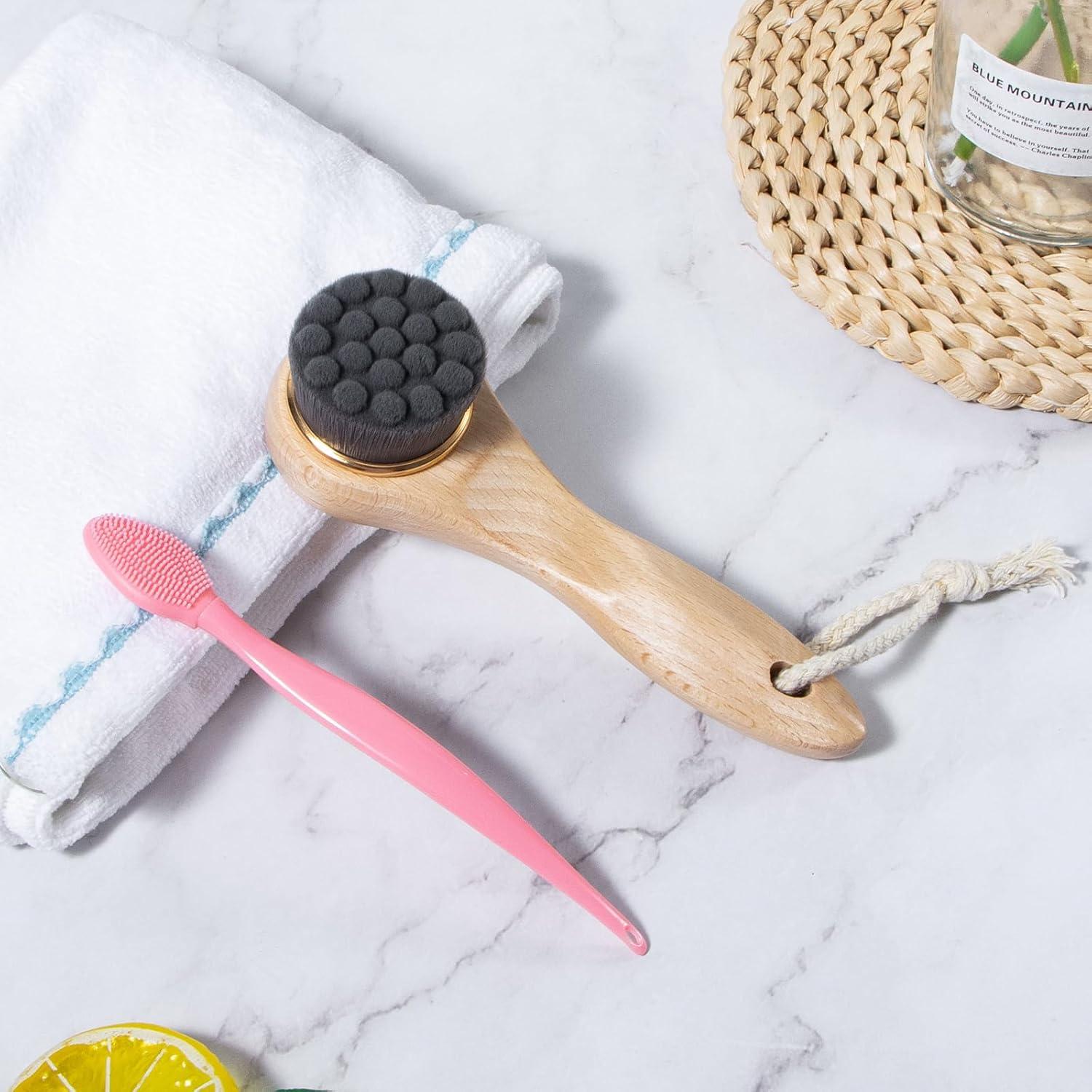 Cepillo Facial Beomeen con Mango de Madera y Fibra de Bambú