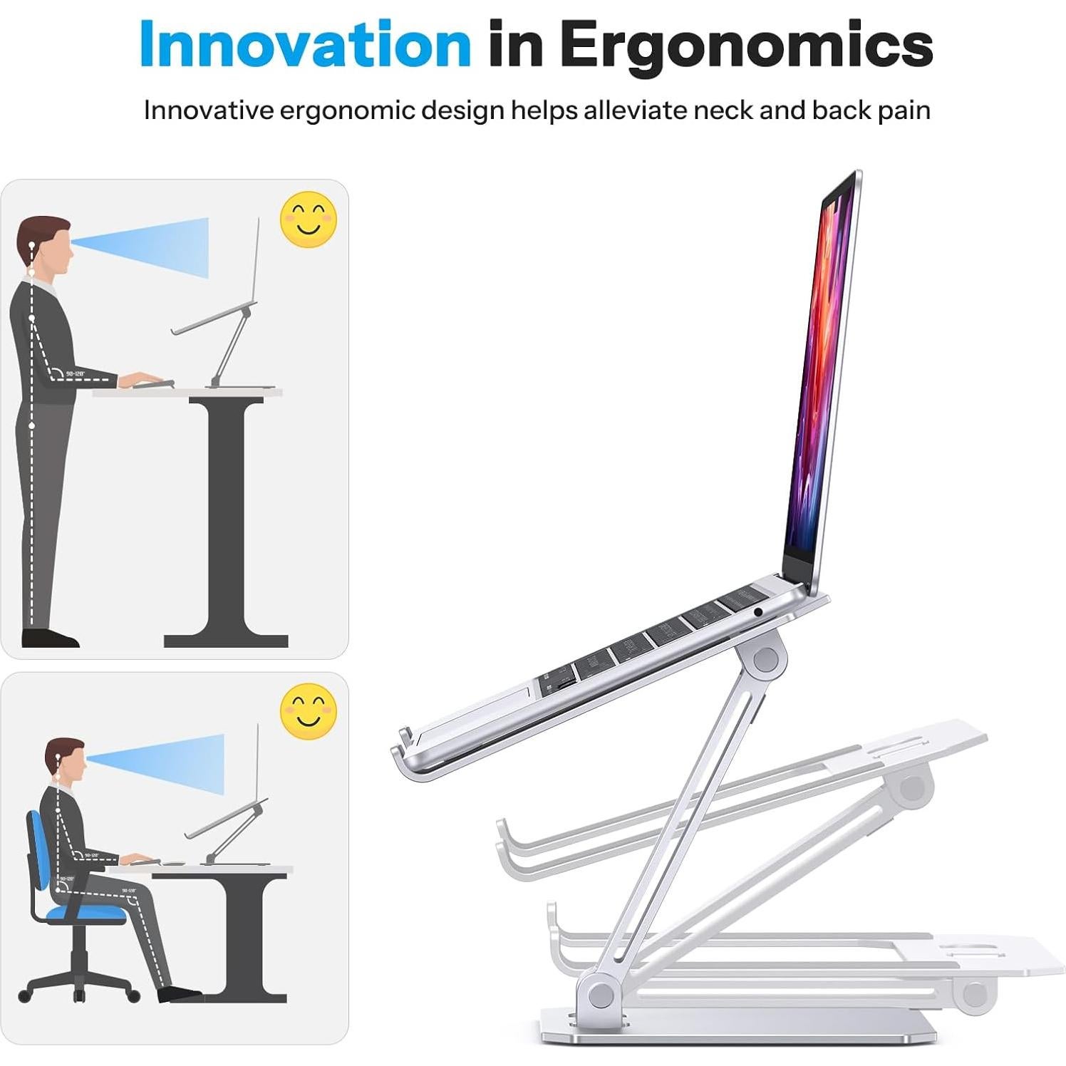 Soporte para Laptop OMOTON Ajustable Ergonómico Aluminio 39.62 cm