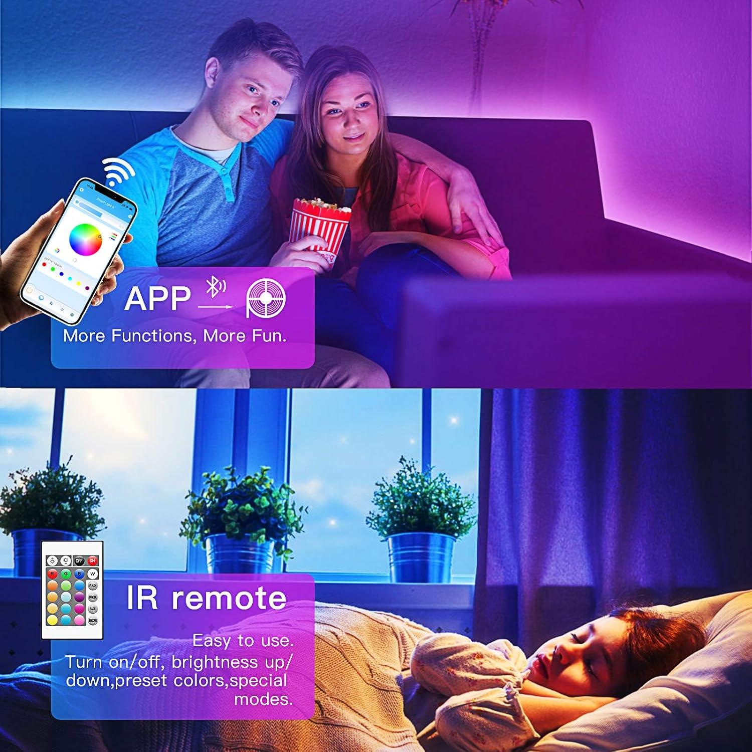 Tira LED Bluetooth TJOY 18.3m RGB con Control Remoto y APP