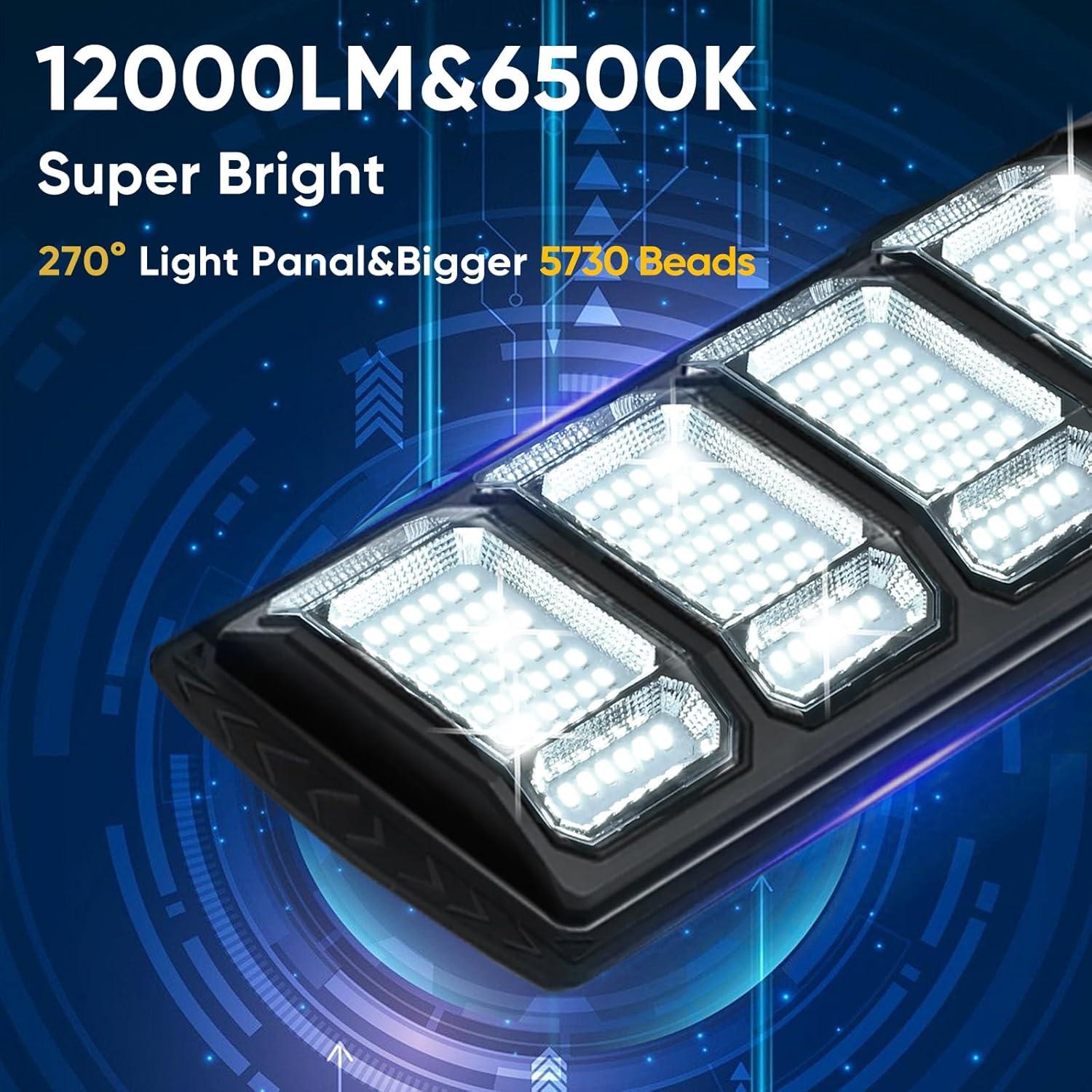 Paquete de 2 luces solares MoMyofdy 12000LM IP66 con control remoto