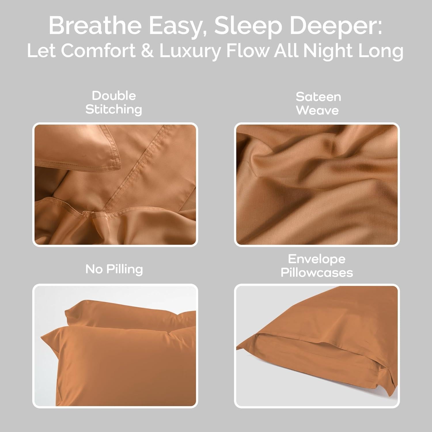 Juego de Fundas de Almohada Queen Bamtek 100% Bambú Refrigerantes