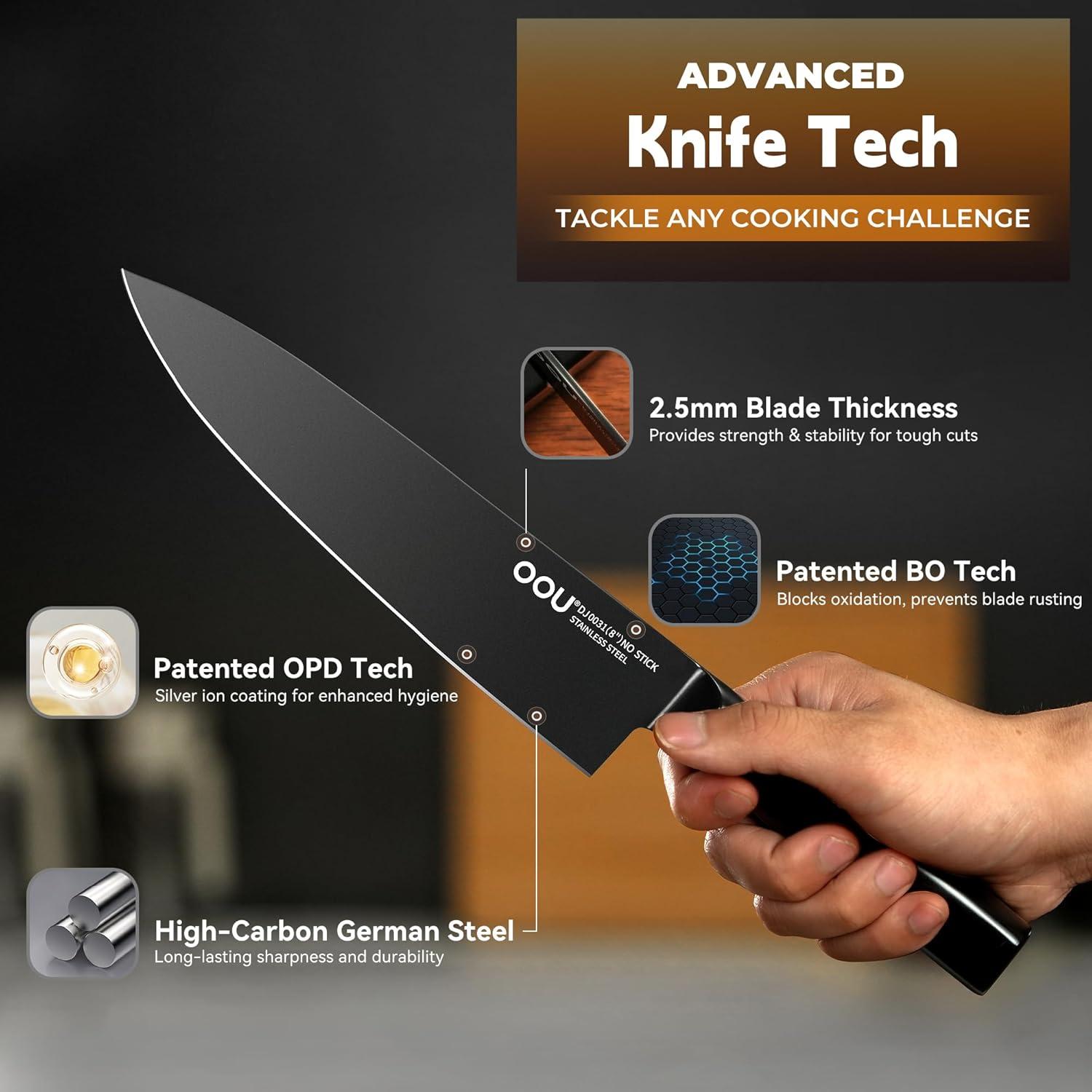 Juego de Cuchillos de Cocina OOU - 15 Piezas Acero Inoxidable