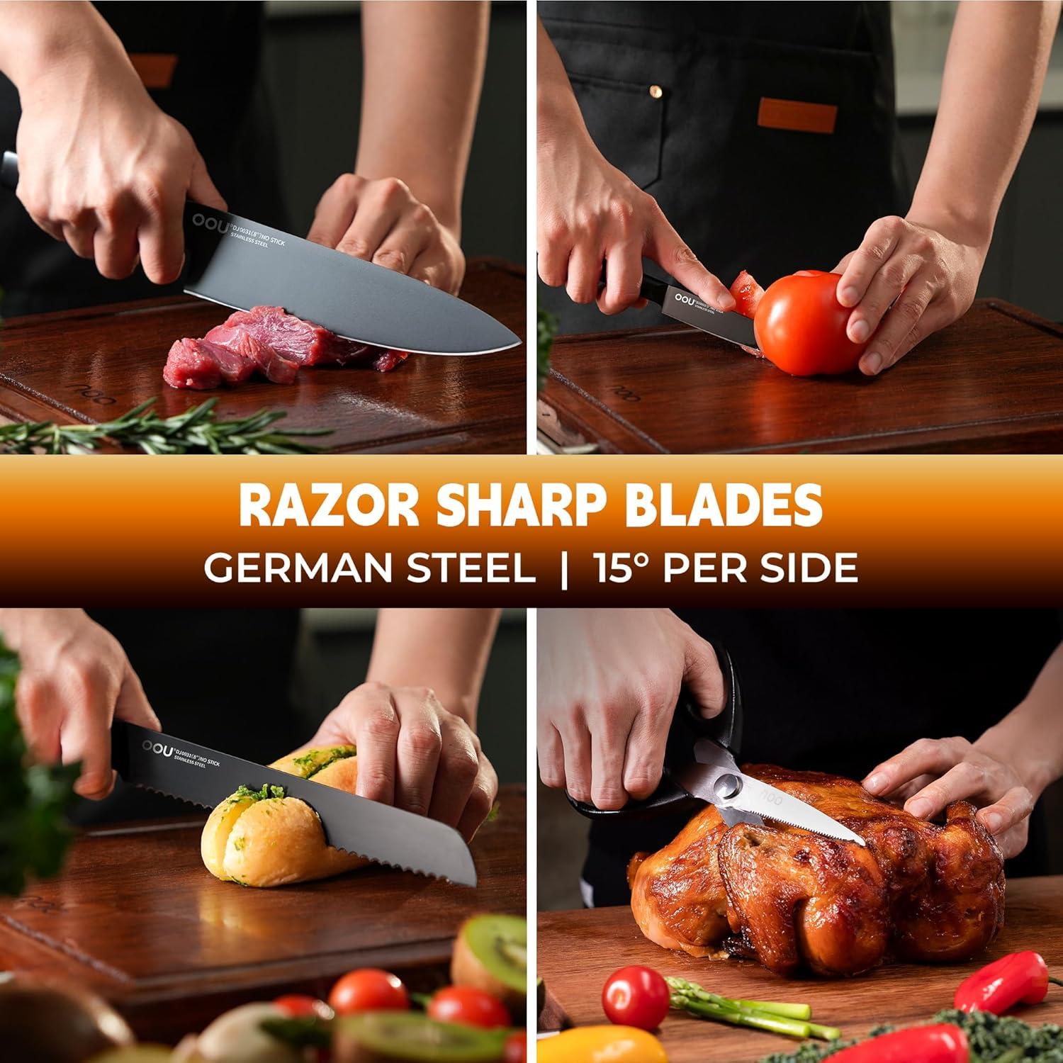 Juego de Cuchillos de Cocina OOU - 15 Piezas Acero Inoxidable