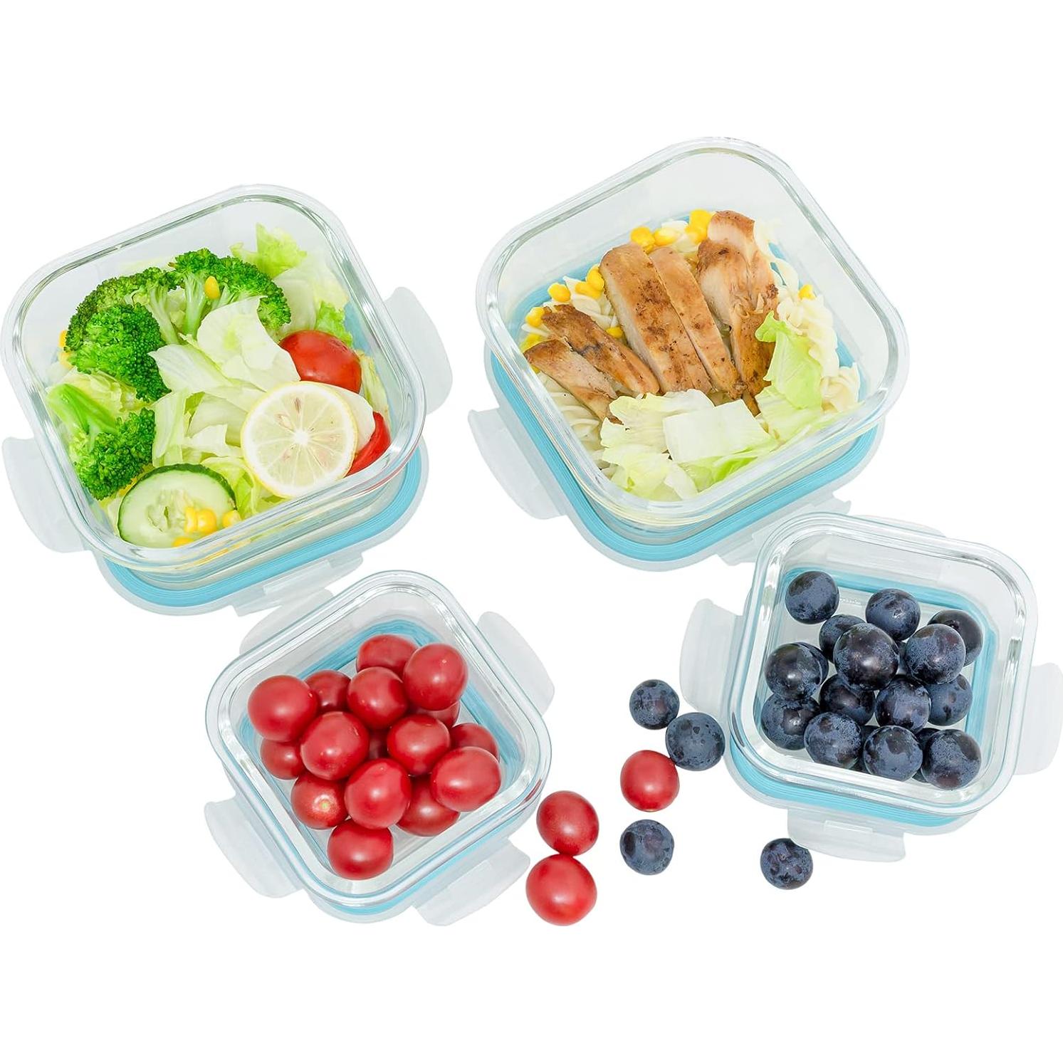 Contenedores de Almacenamiento de Comida de Vidrio ROSOS 4 Piezas