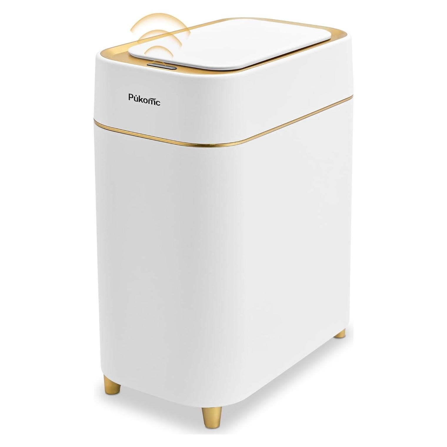 Basurero Automático Pukomc 9L Blanco Oro con Sensor Infrarrojo