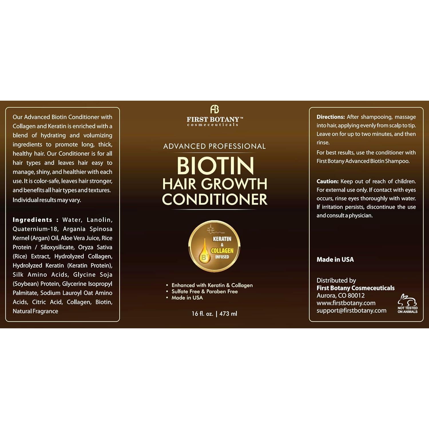 Champú y Acondicionador Biotina Primera Botánica 2x16oz