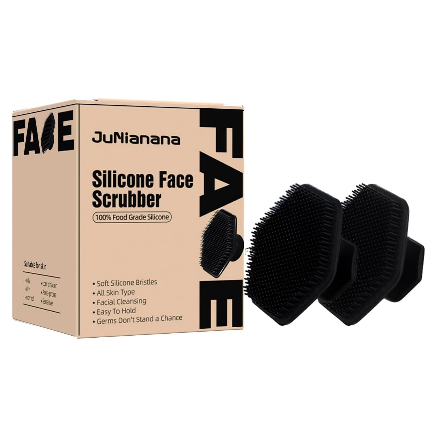 Exfoliador Facial de Silicona JuNianana - 2 Paquete Negro