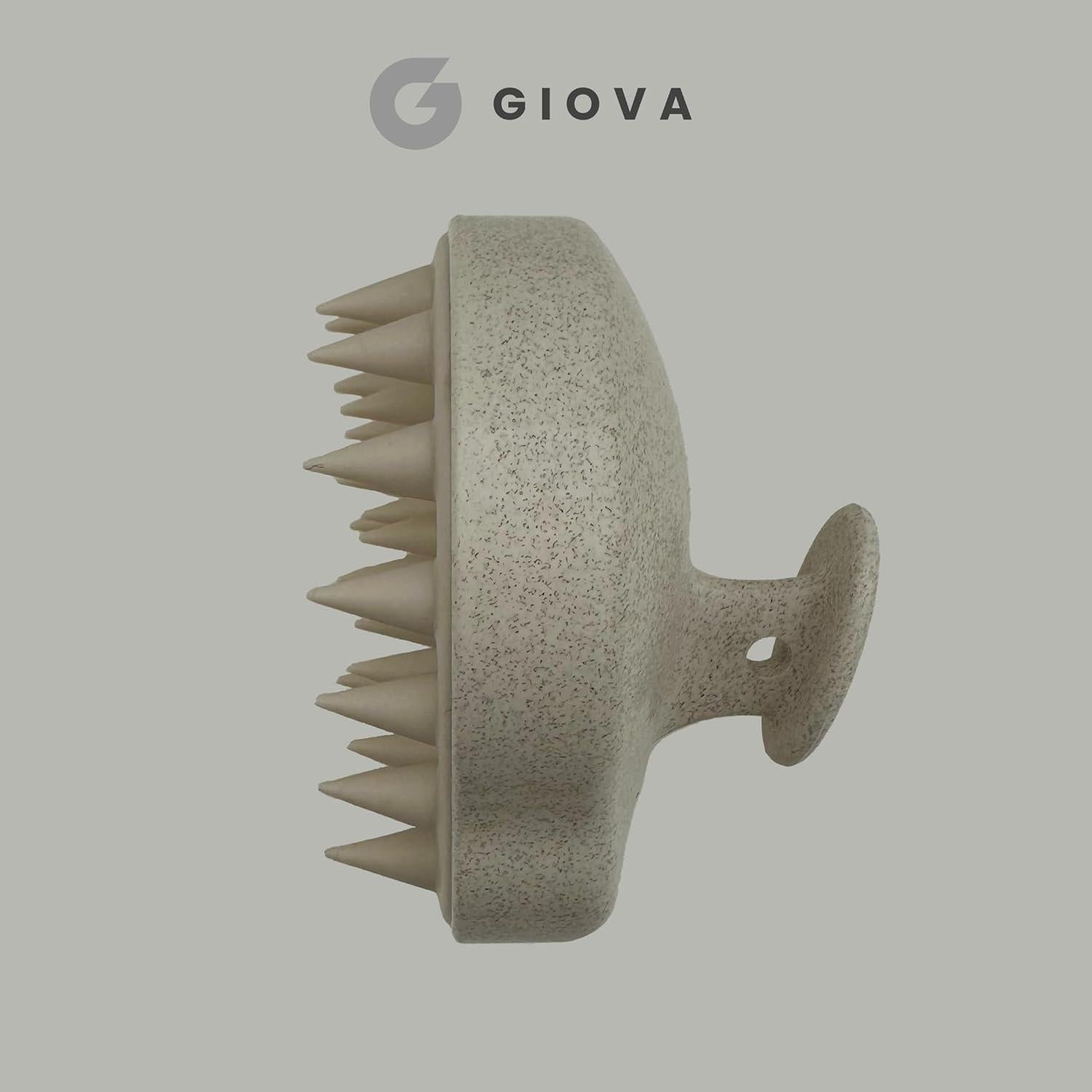 Masajeador de Cuero Cabelludo Giova Beige - Cepillo Suave Exfoliador