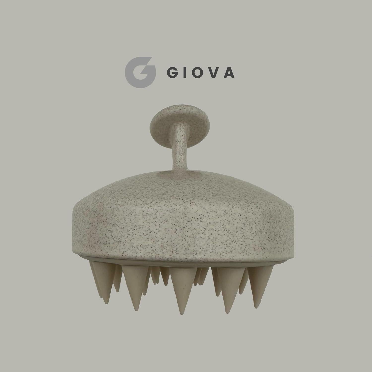 Masajeador de Cuero Cabelludo Giova Beige - Cepillo Suave Exfoliador