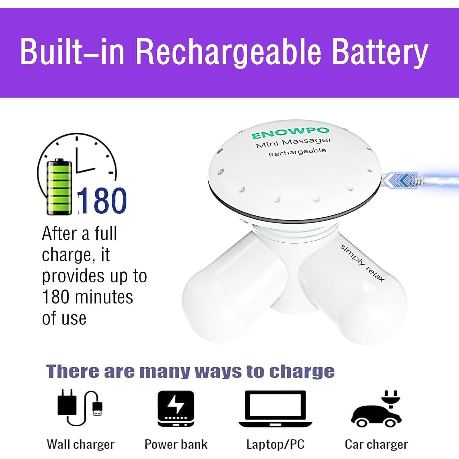 Masajeador Portátil ENOWPO Blanco Alivio Dolor Muscular