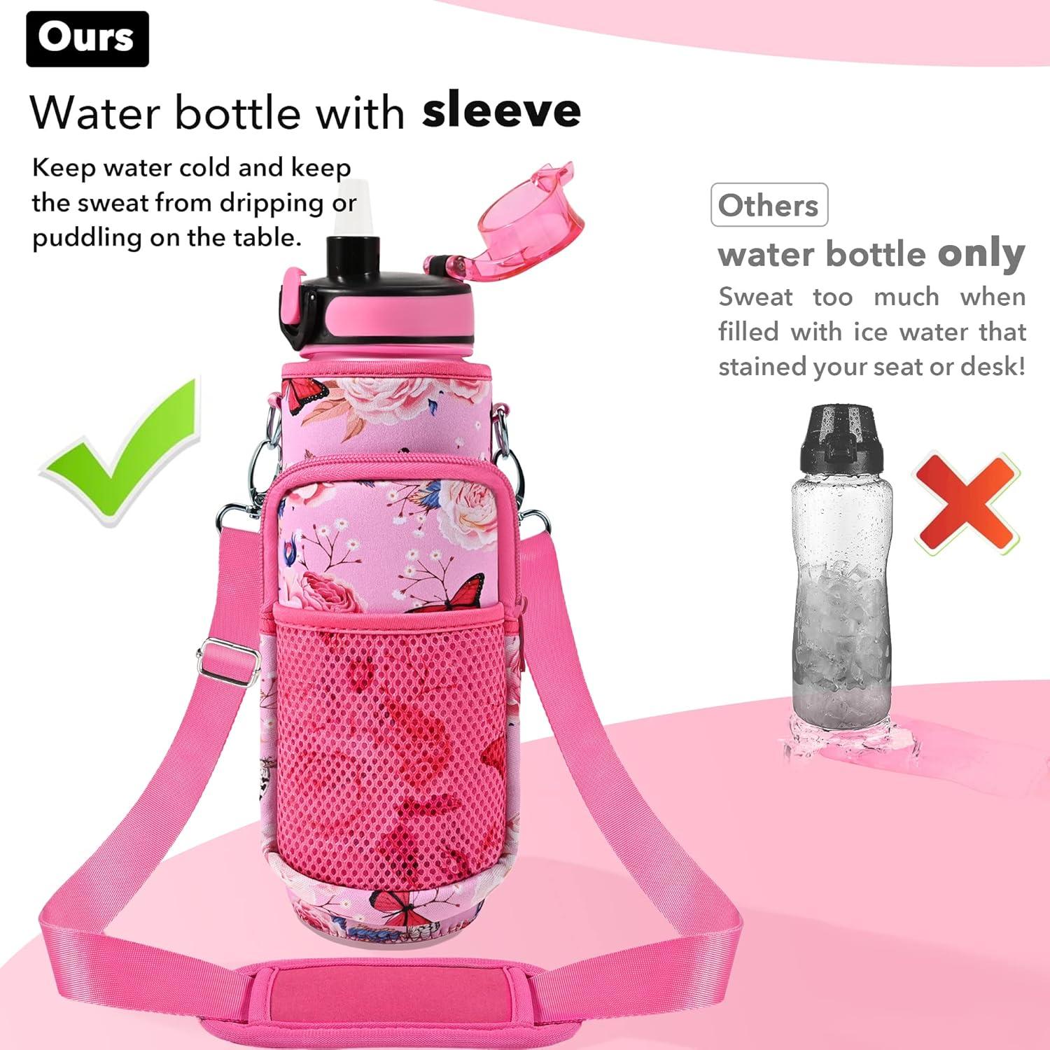 Botella de Agua Reutilizable Newfad 0.95L con Pajilla y Correa