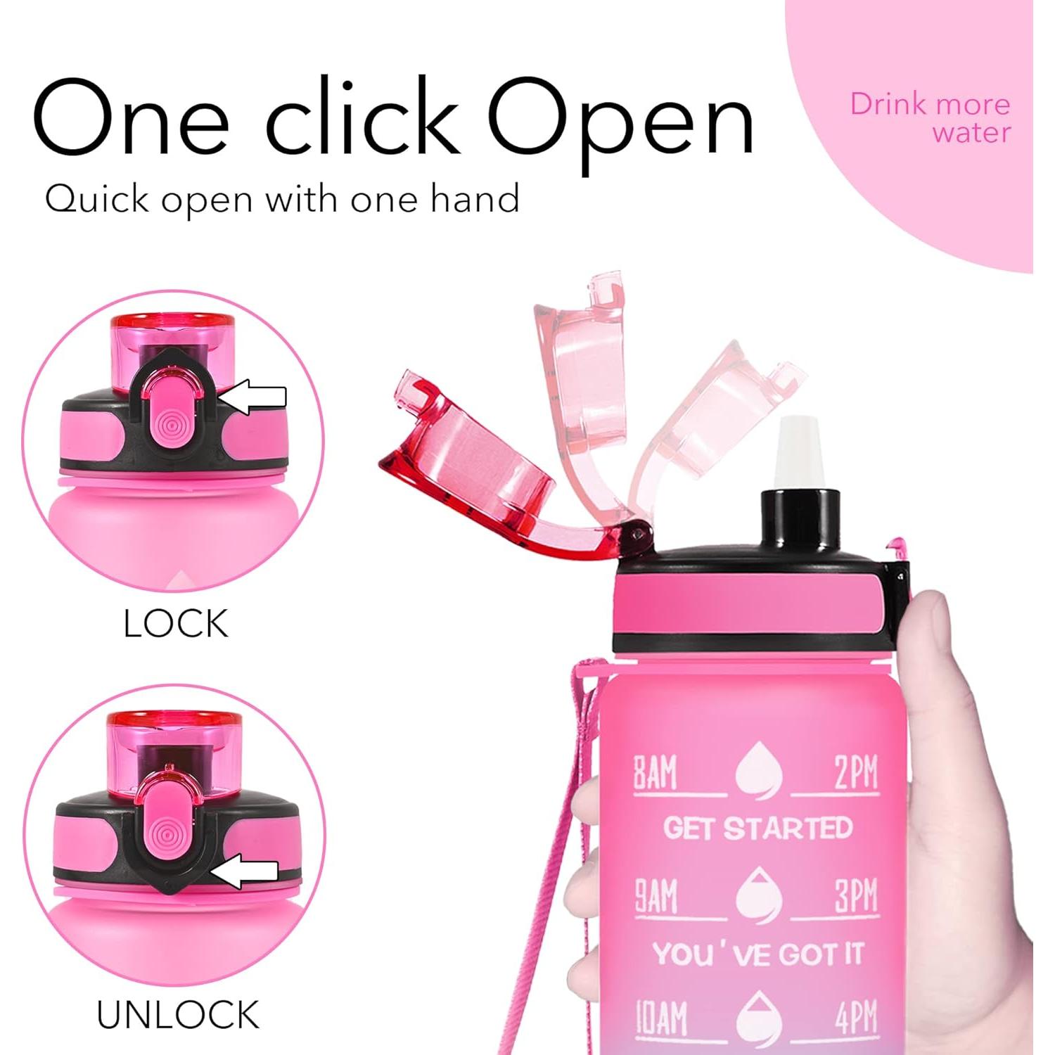 Botella de Agua Reutilizable Newfad 0.95L con Pajilla y Correa