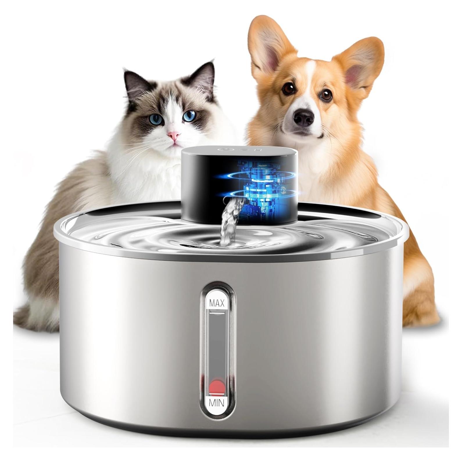 Fuente de Agua para Gatos Nasebila 3.2L Acero Inoxidable Sin Bomba