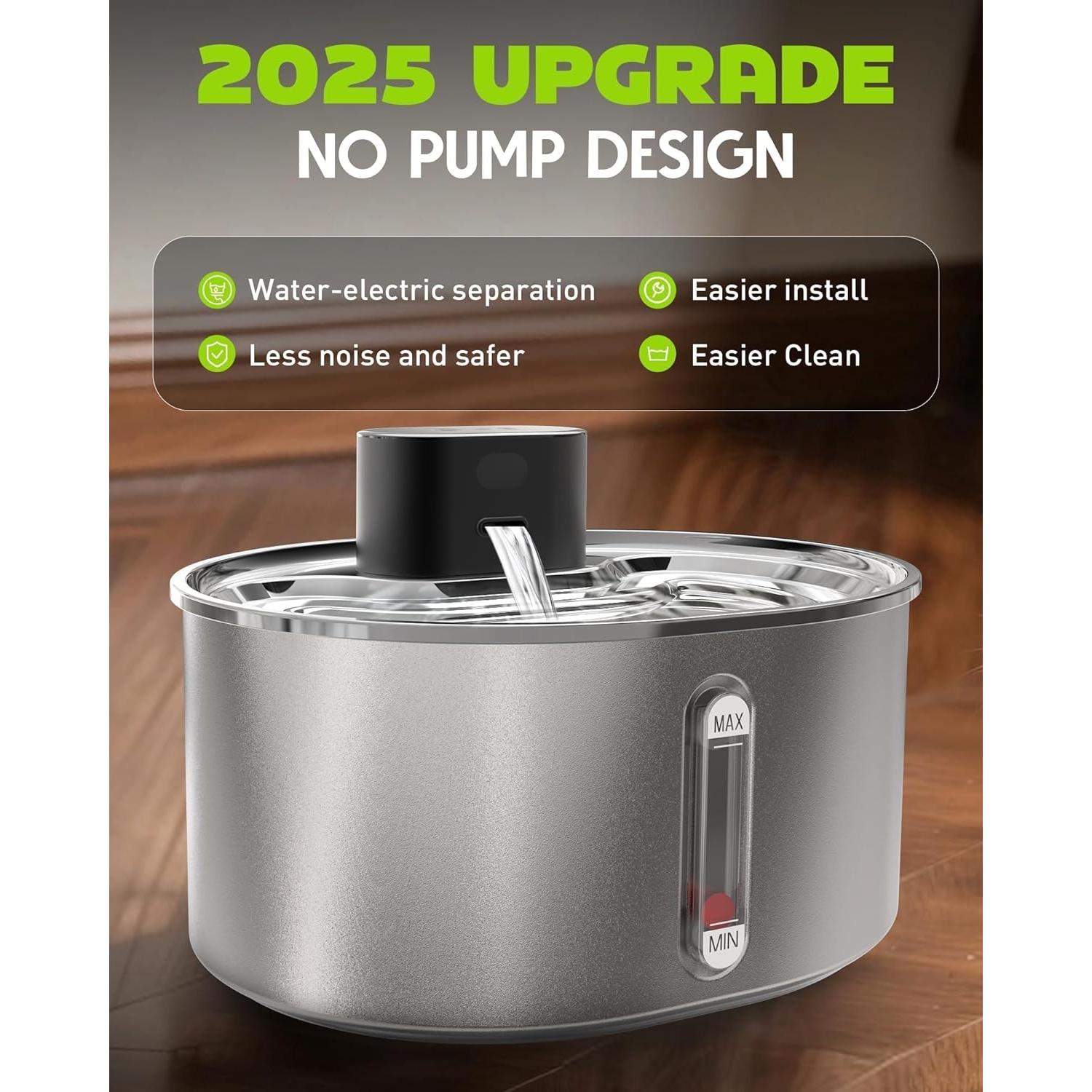 Fuente de Agua para Gatos Nasebila 3.2L Acero Inoxidable Sin Bomba