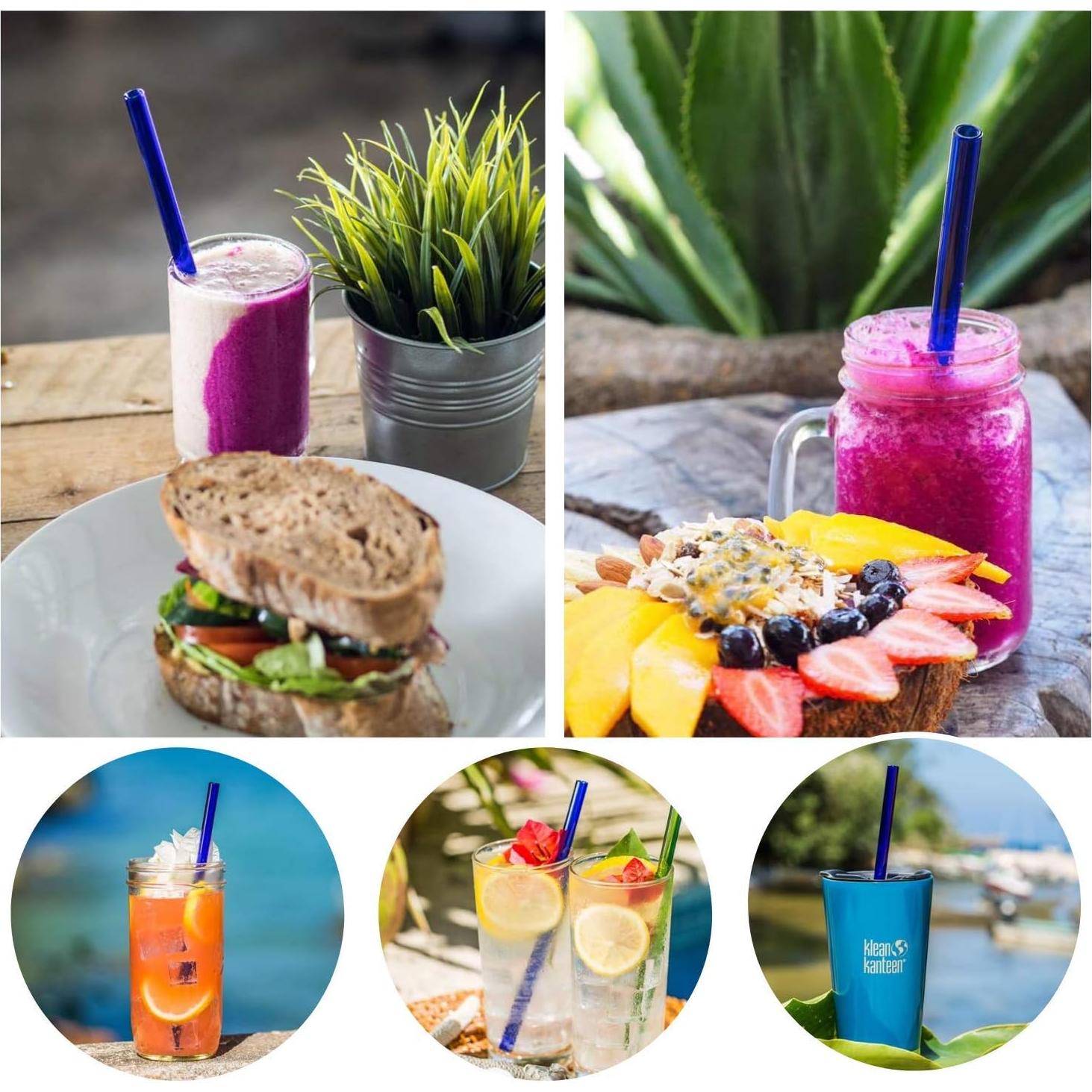 Popotes de Vidrio Reutilizables PYRAWS con Caja de Paja 20 cm