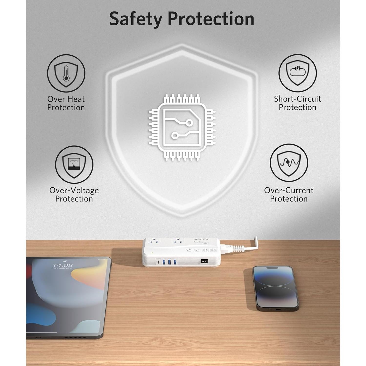 Convertidor de Voltaje BESTEK 220V a 110V con 4 USB