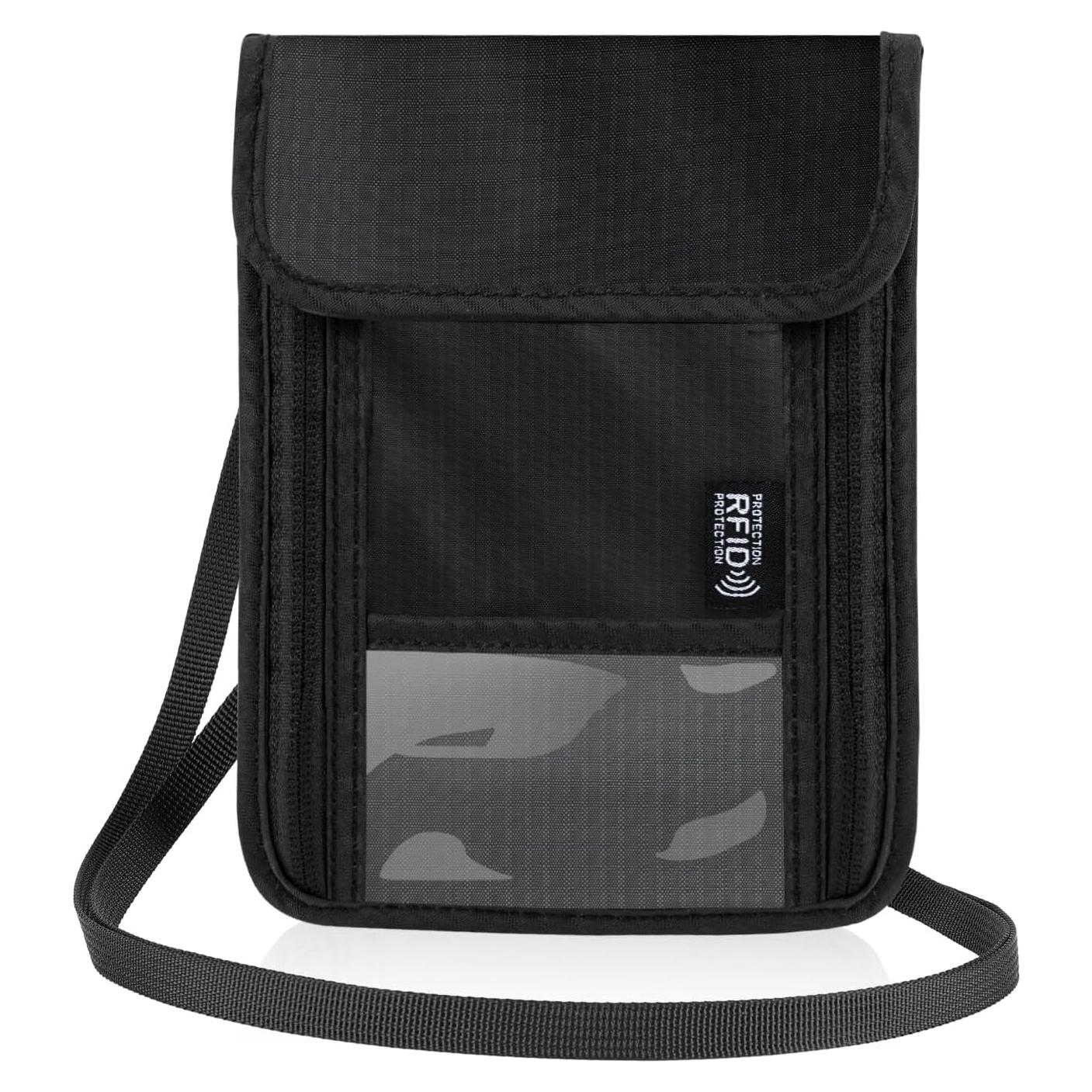 Billetera de Cuello con Bloqueo RFID Impermeable Negra