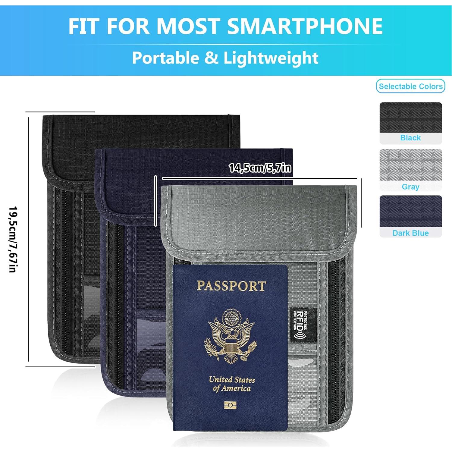 Billetera de Cuello con Bloqueo RFID Impermeable Negra