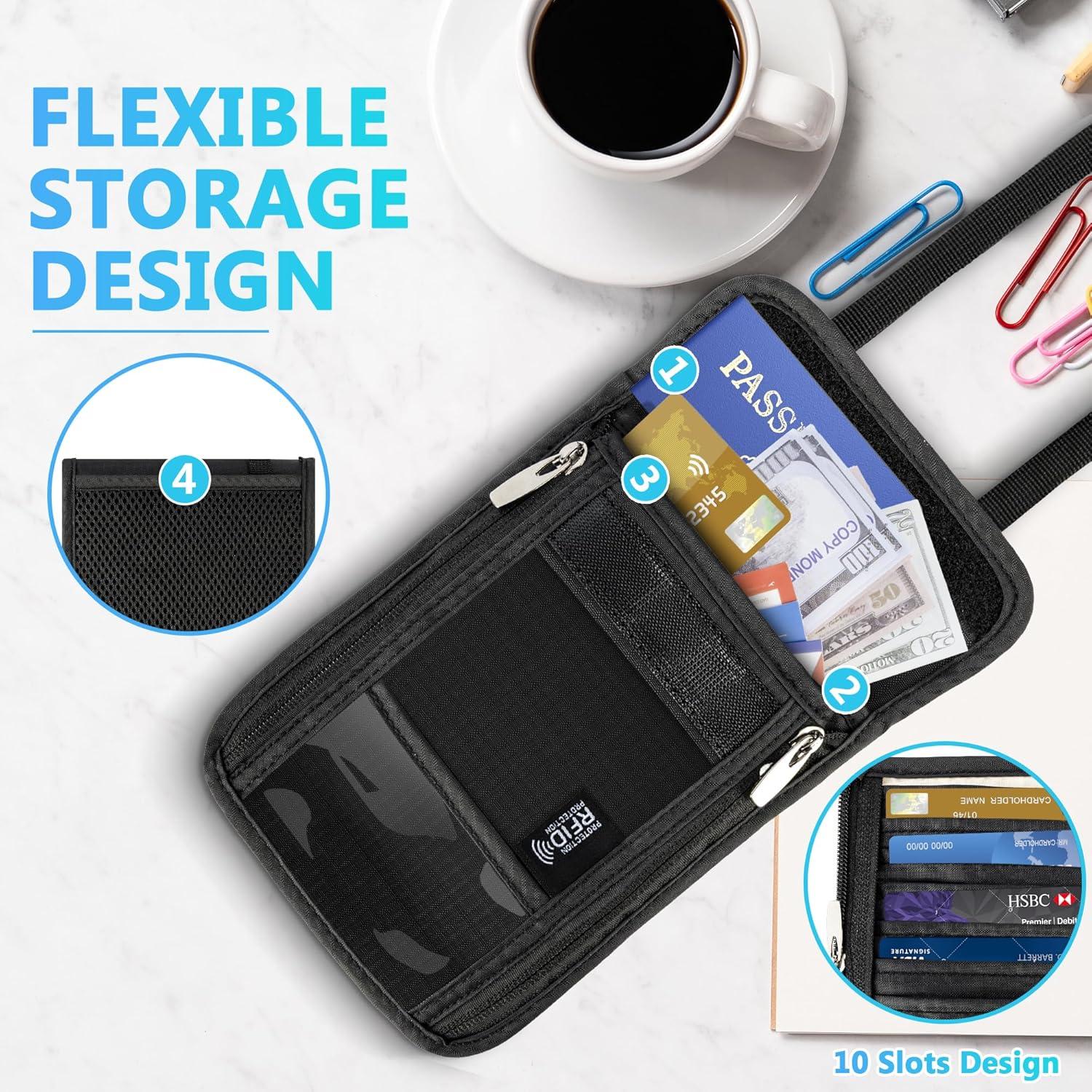 Billetera de Cuello con Bloqueo RFID Impermeable Negra