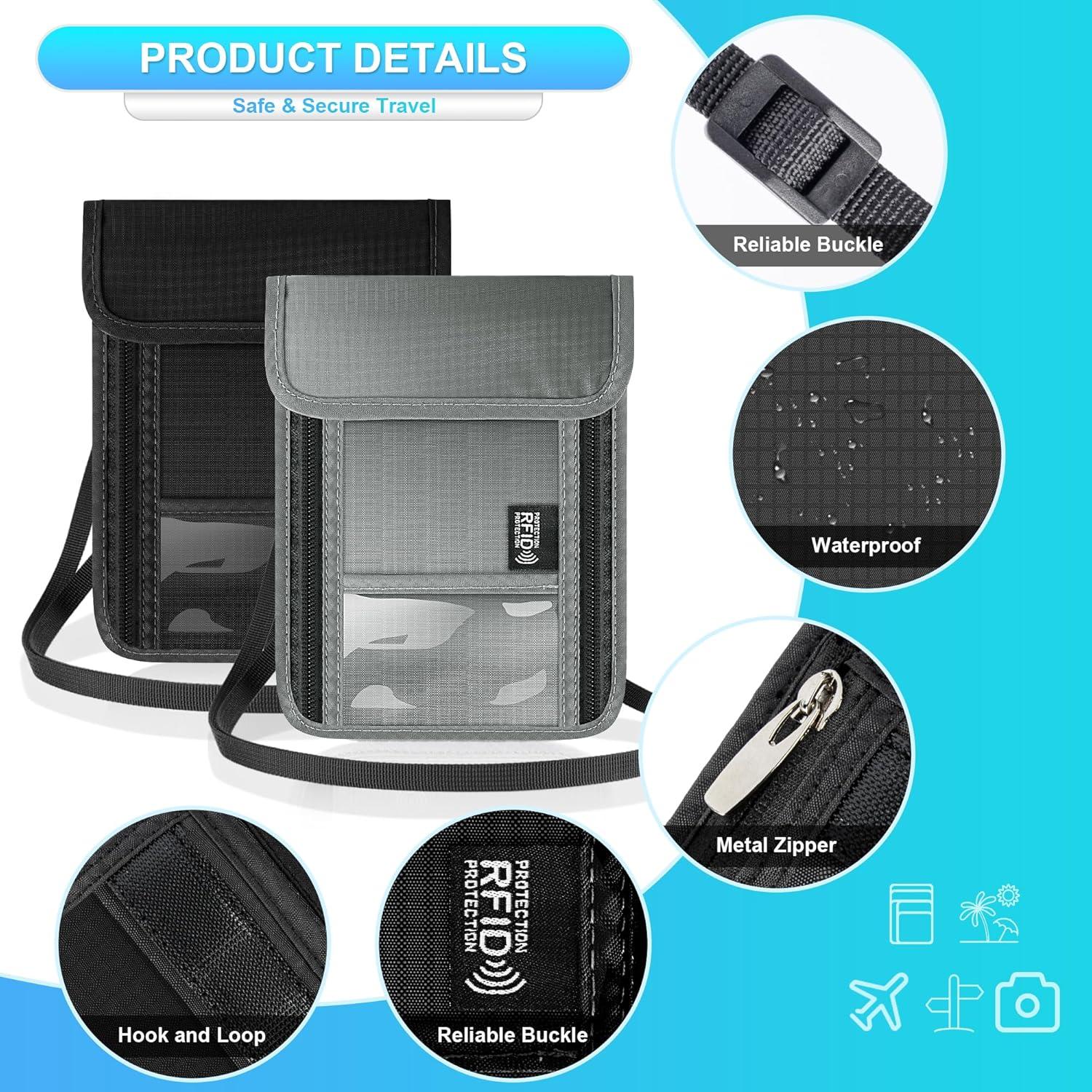 Billetera de Cuello con Bloqueo RFID Impermeable Negra