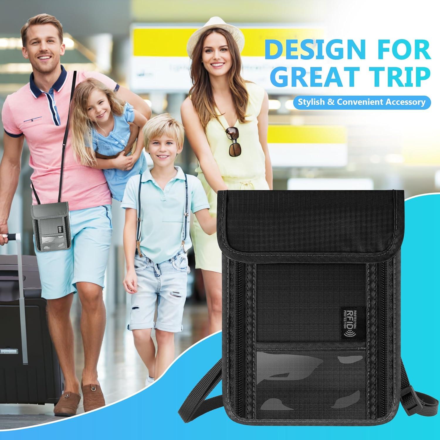 Billetera de Cuello con Bloqueo RFID Impermeable Negra