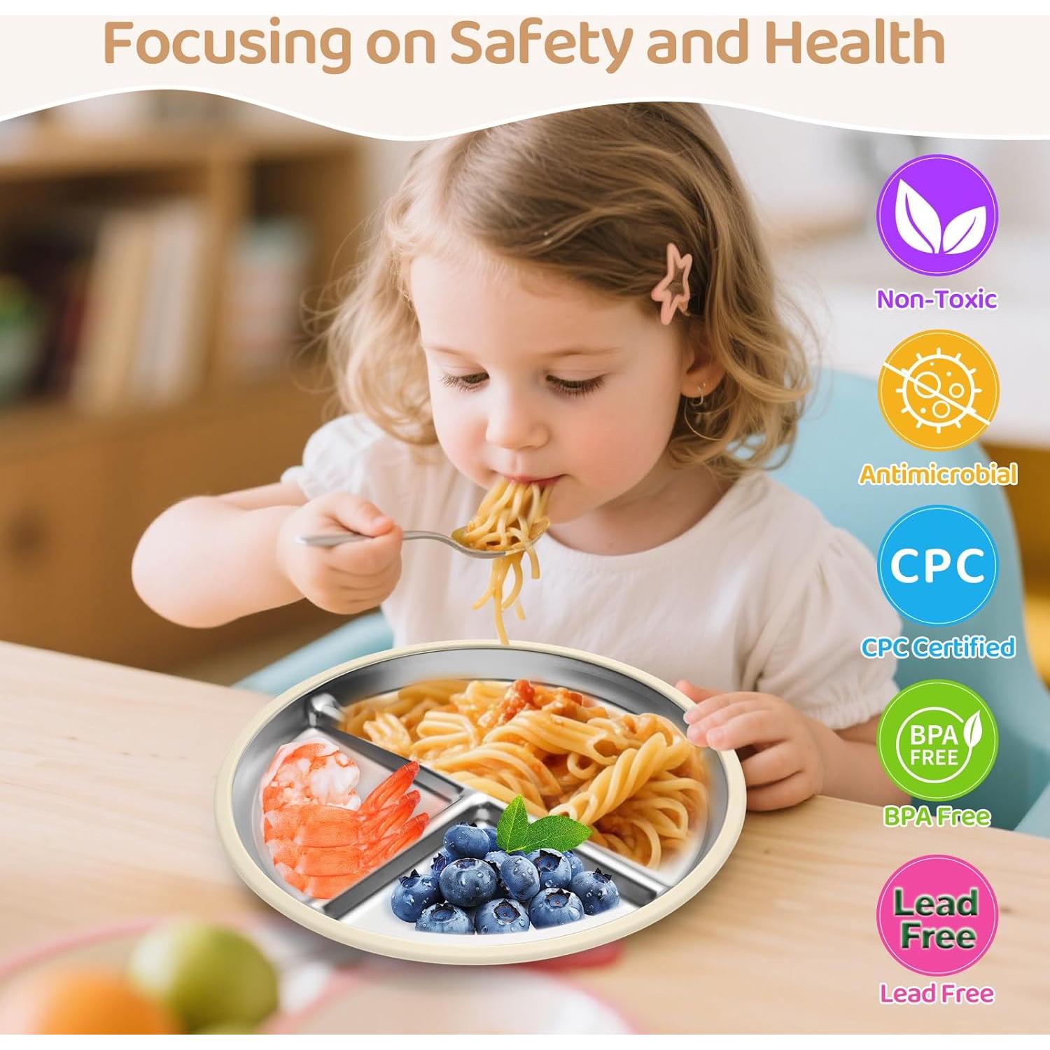 Platos de Succión para Niños iconfont 9" Acero Inoxidable 2 Pzs