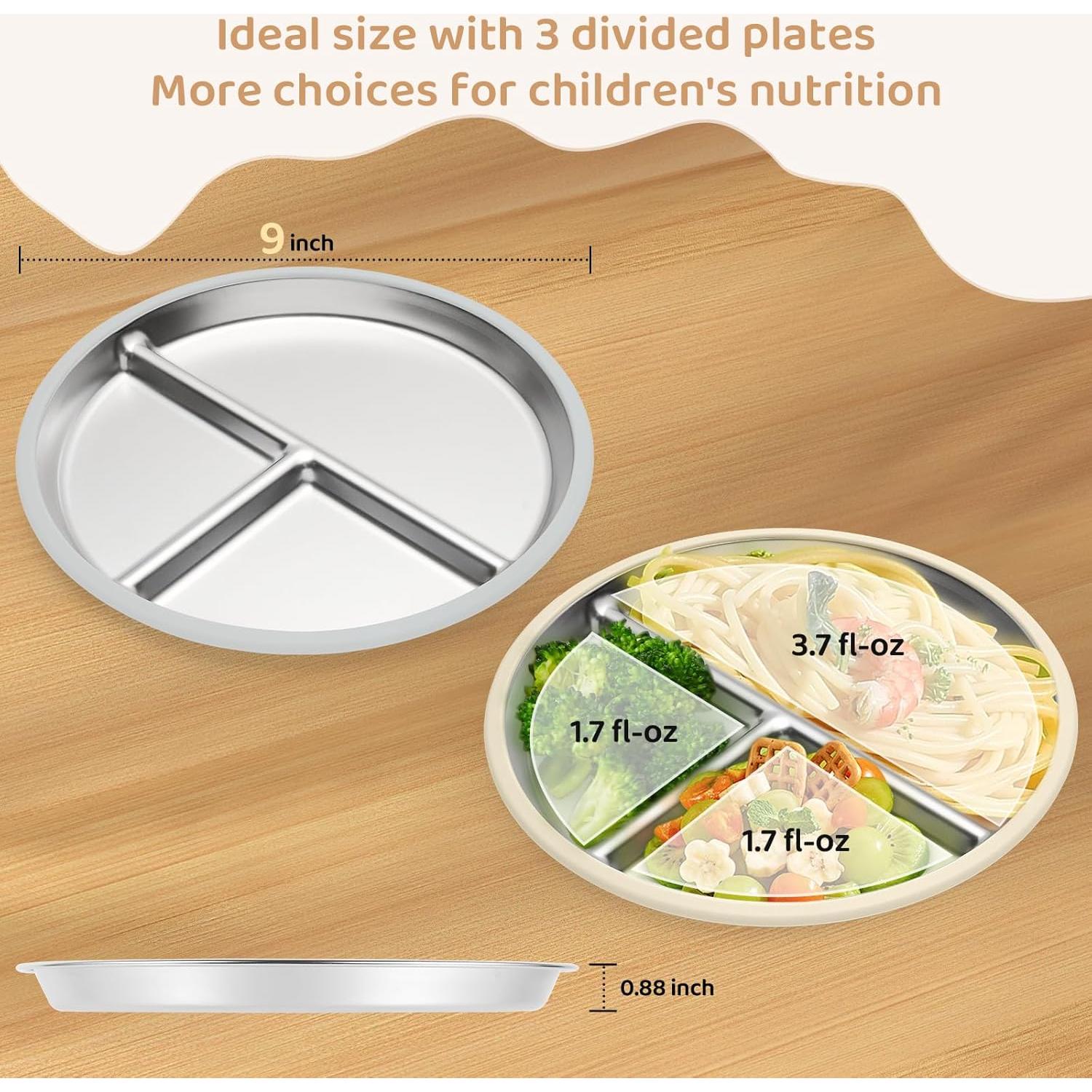 Platos de Succión para Niños iconfont 9" Acero Inoxidable 2 Pzs