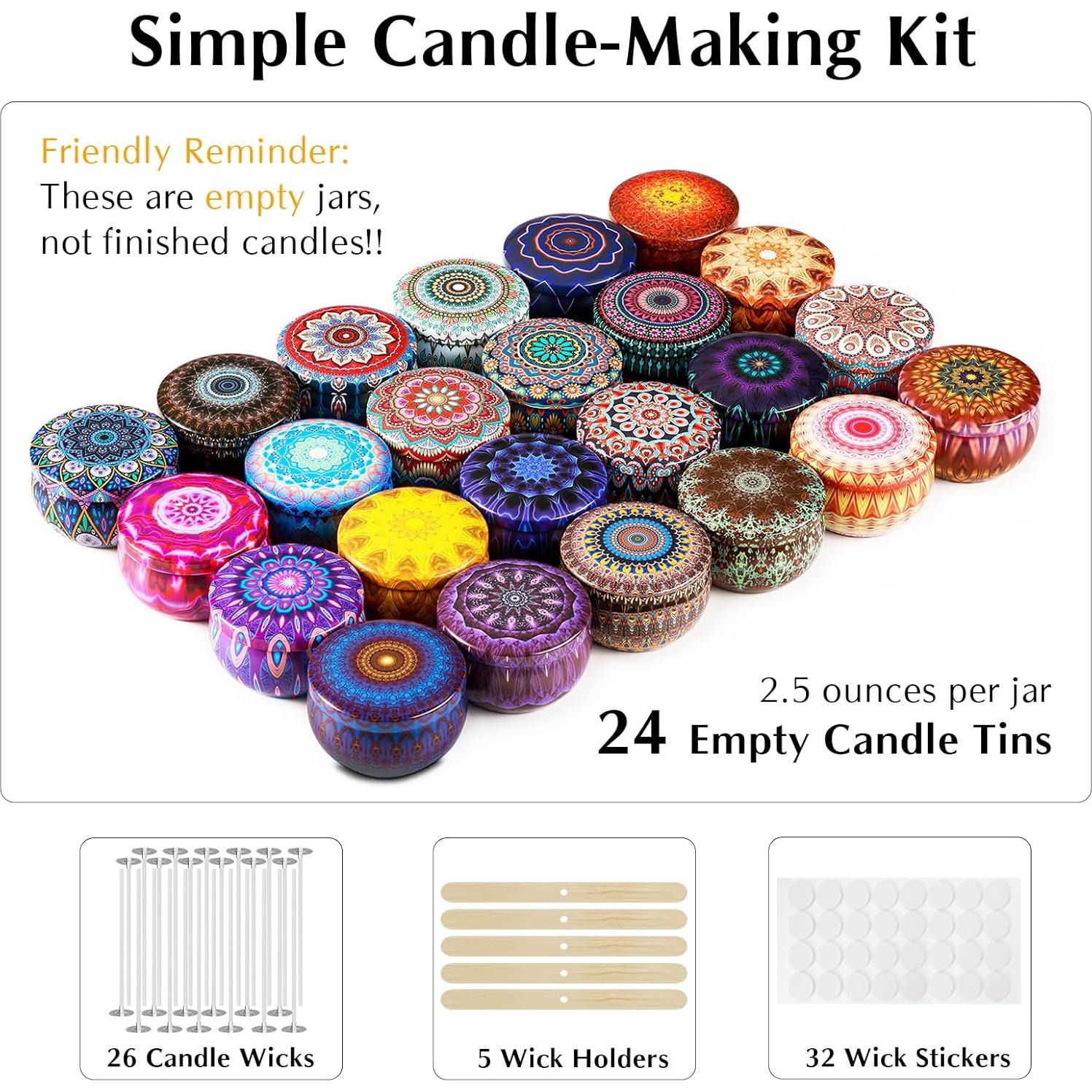 Kit de Fabricación de Velas Domivirgo 24 Latas Vacías 70.87g