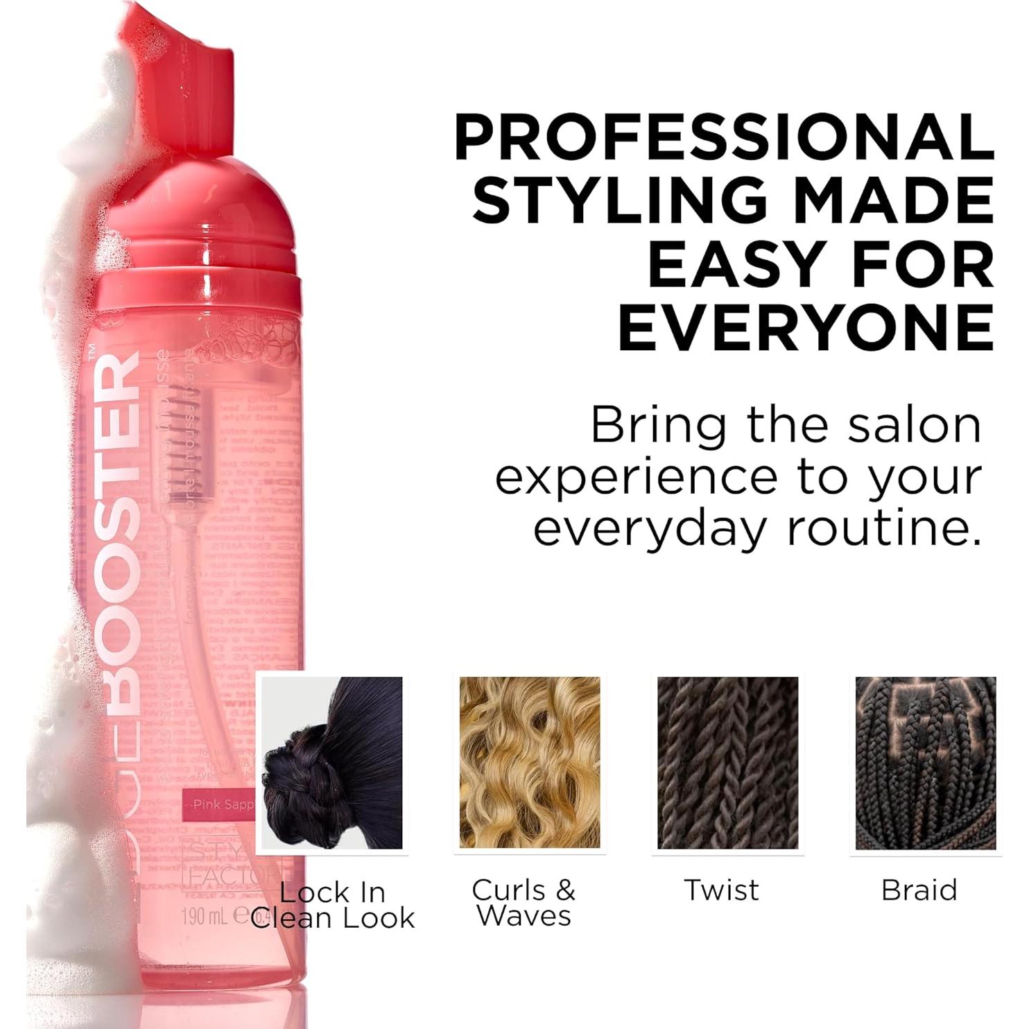 Mousse de Fijación Extra Fuerte Estilo Factor 2.5oz Ámbar