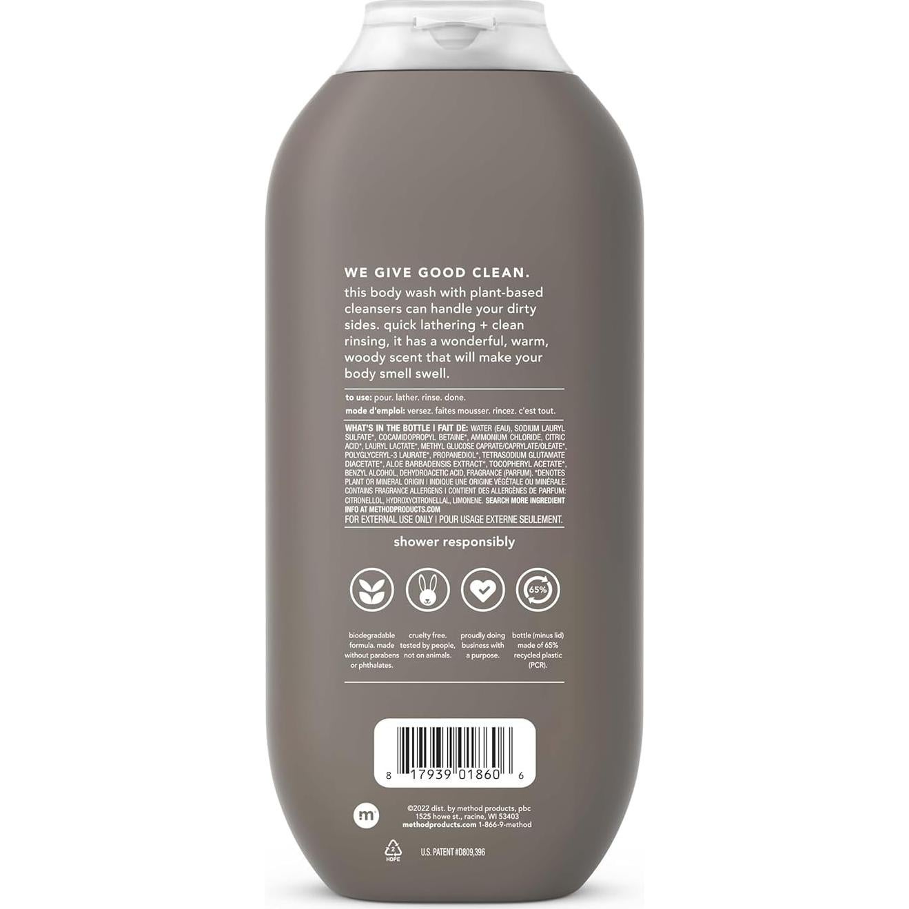 Jabón de Cuerpo para Hombres Method 532 ml Cedro + Ciprés